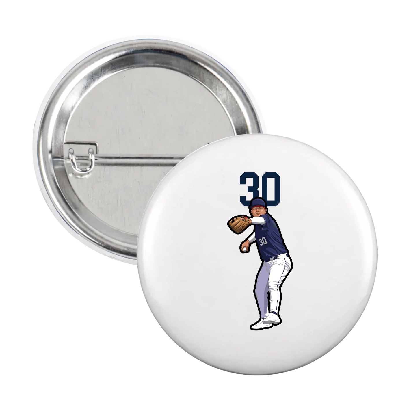 Game Day Button — Number Top in White