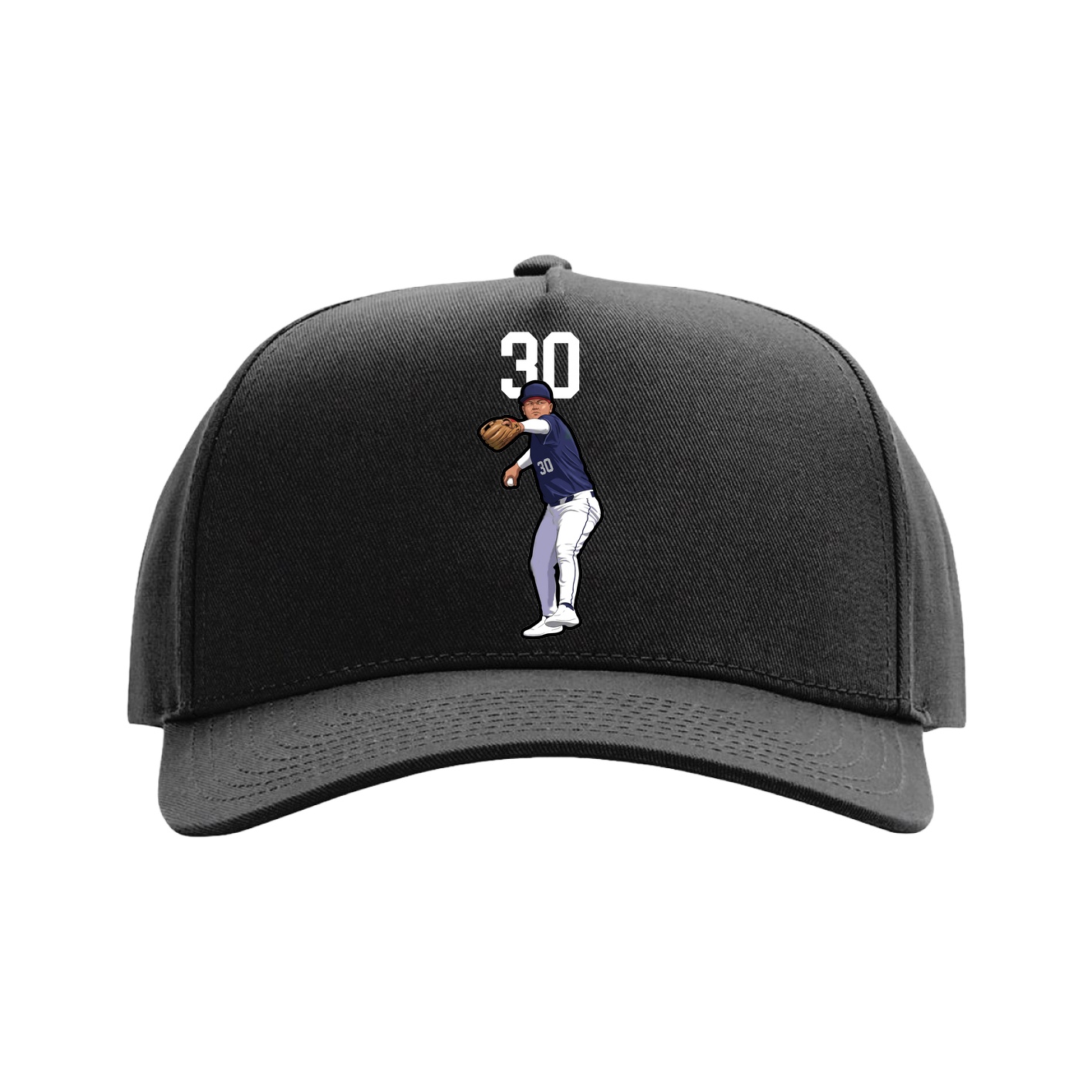 Full Fabric Five-Panel Champ Cap — Number Top in Black