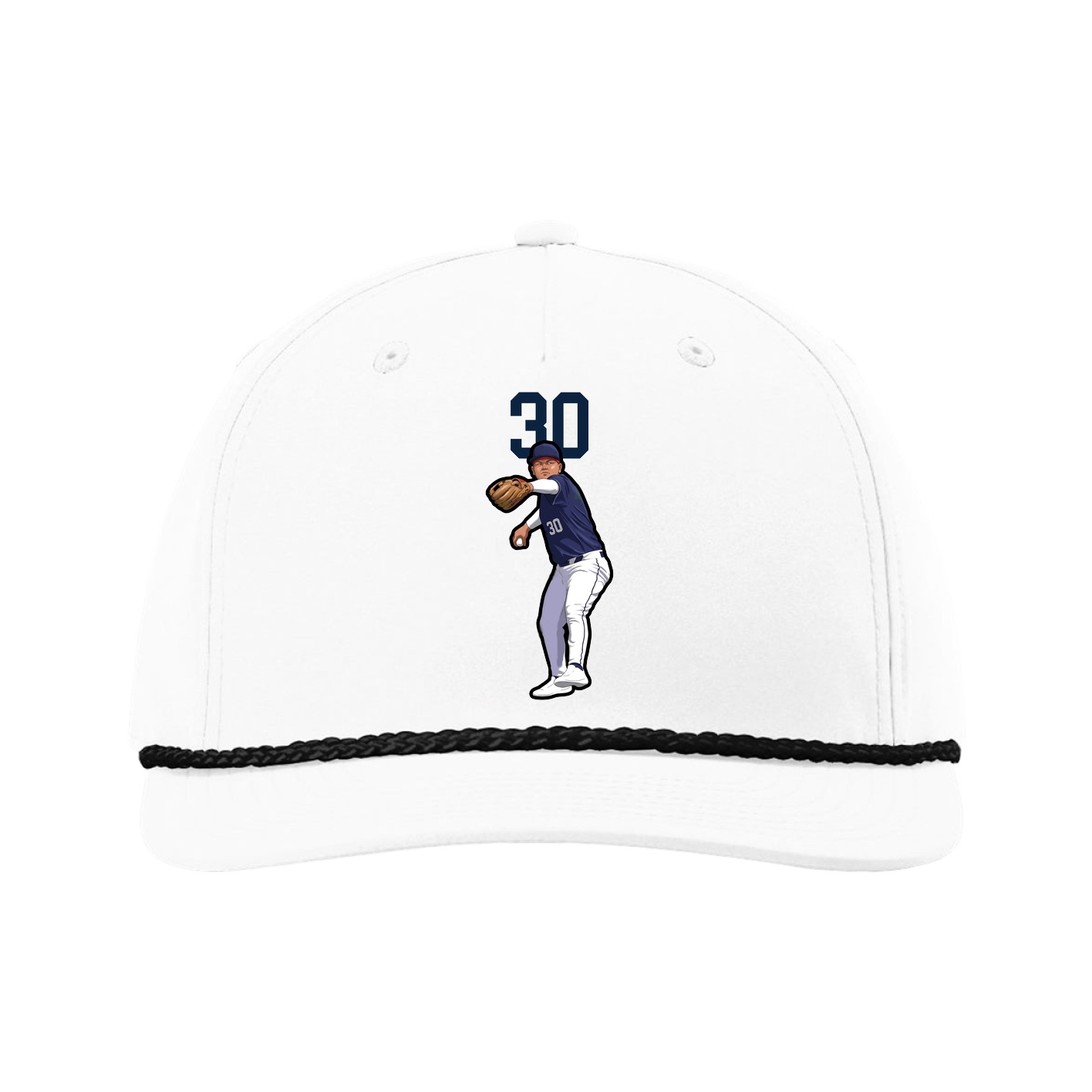 Five-Panel Classic Rope Cap — Number Top in White