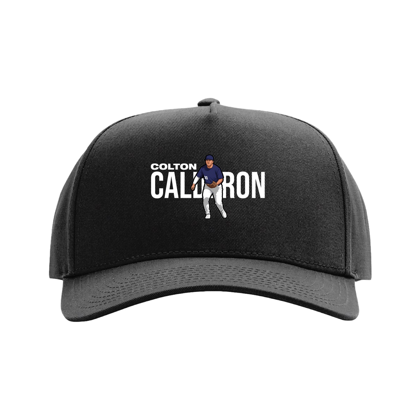 Full Fabric Five-Panel Champ Cap — Player Name in Black