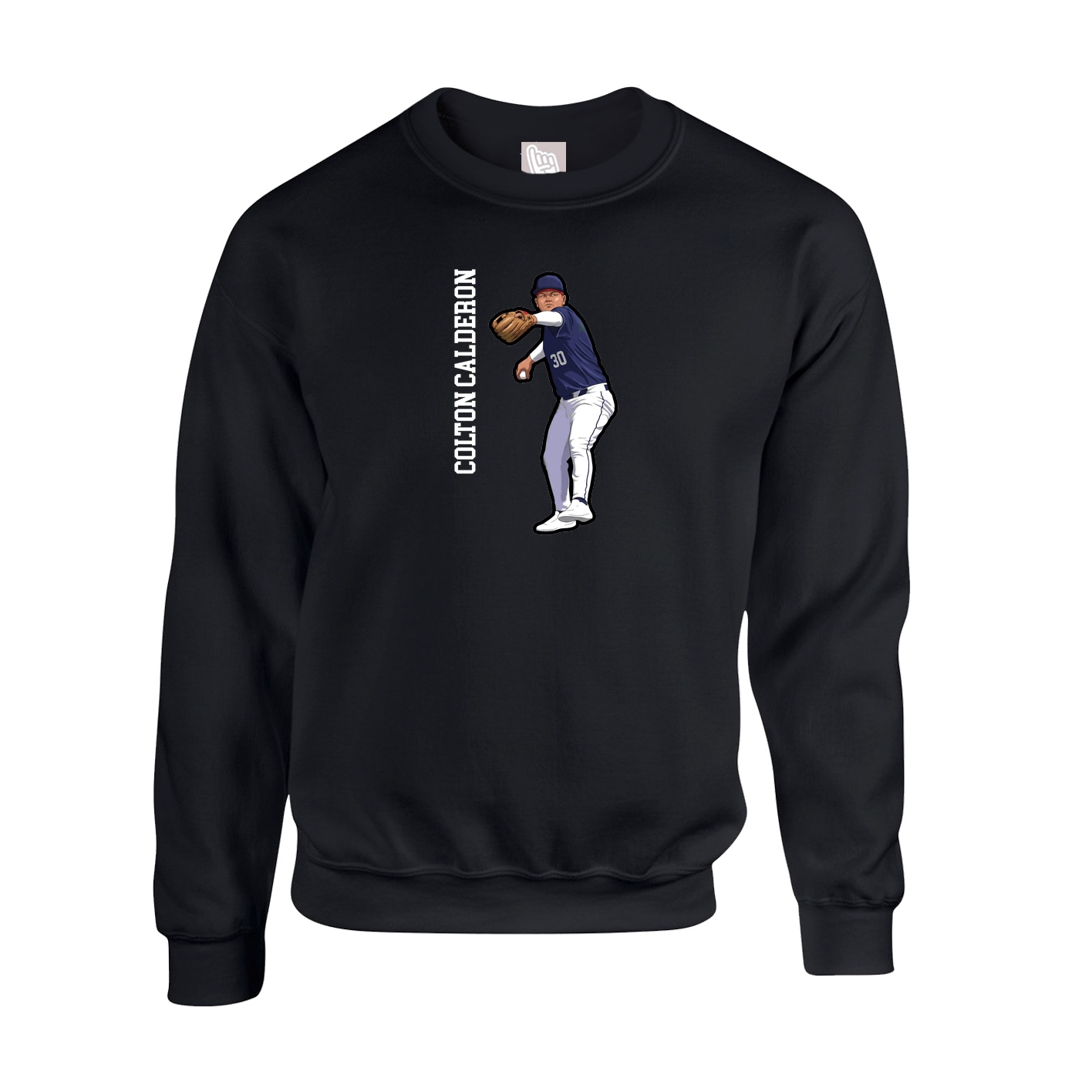 Fleece Crew — Name Vertical in Black