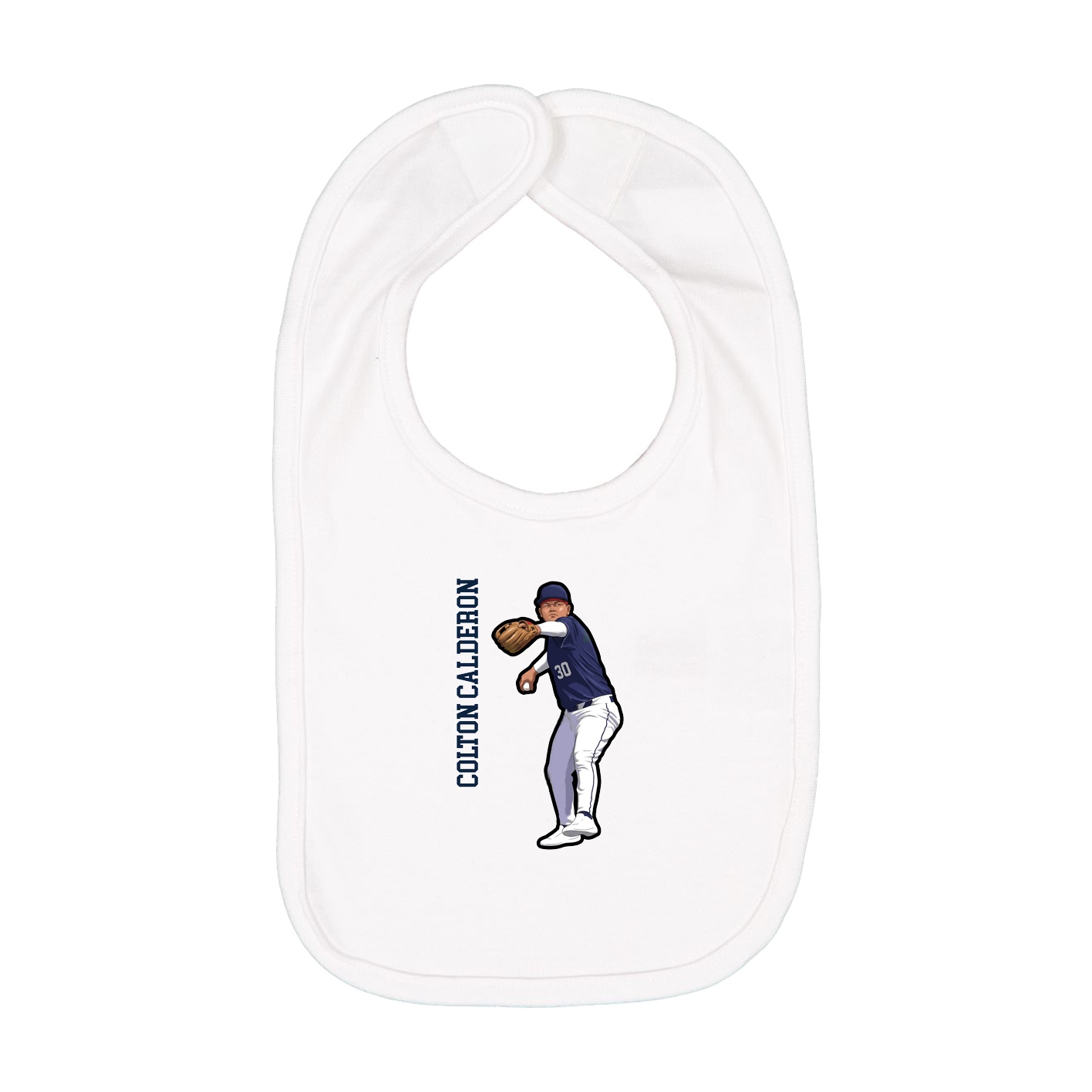 Infant Bib — Name Vertical in White