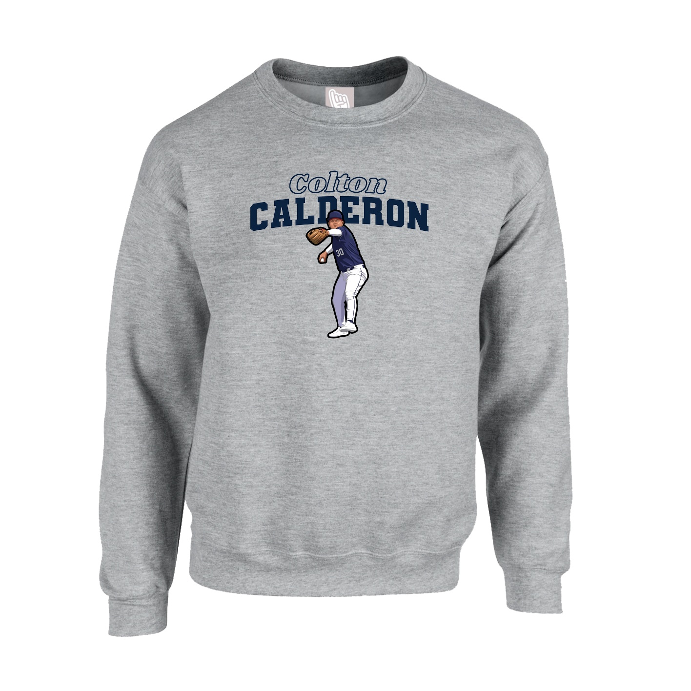 Fleece Crew — Name Arch in Grey