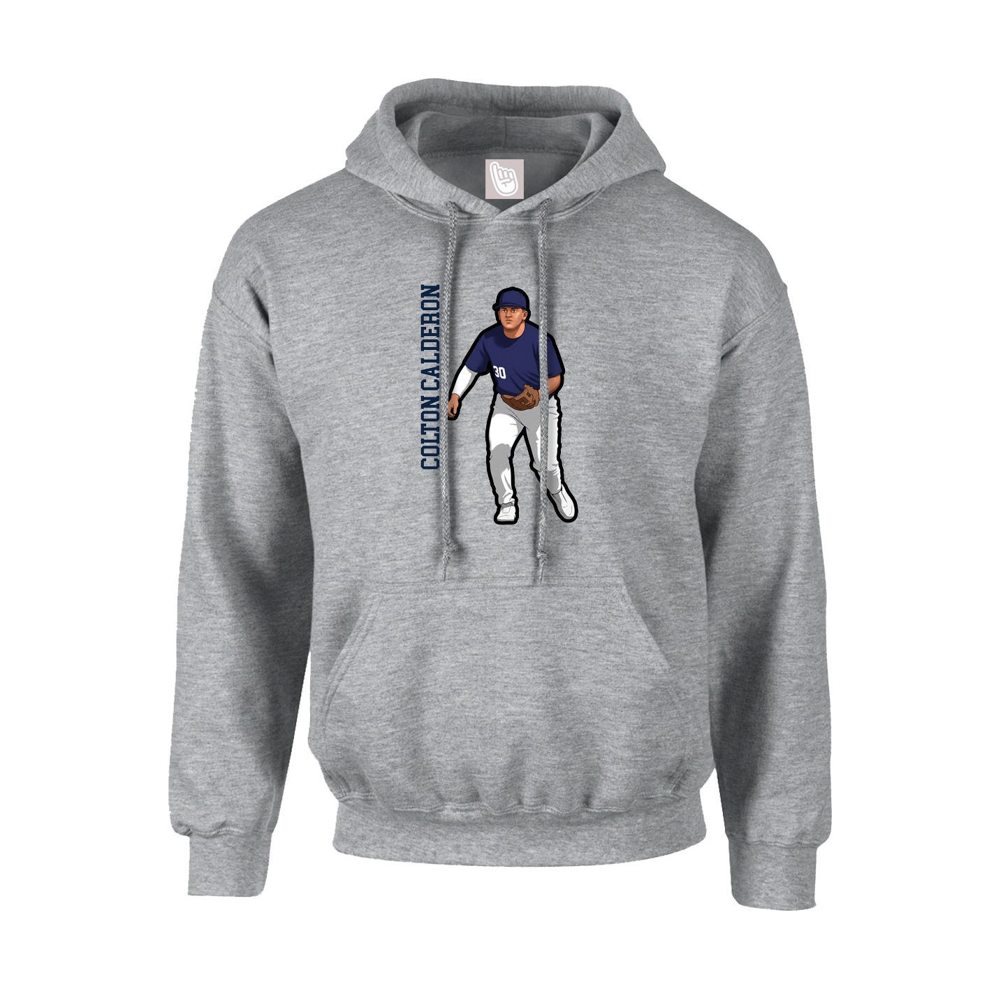 Youth Hoodie — Name Vertical in Grey