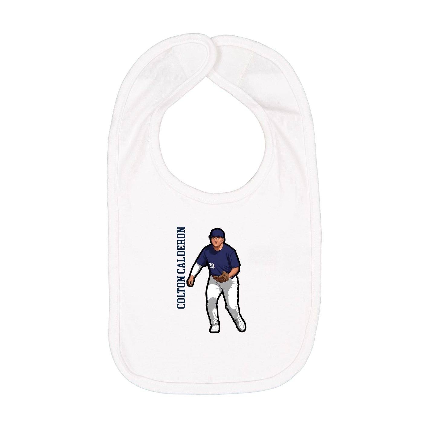Infant Bib — Name Vertical in White