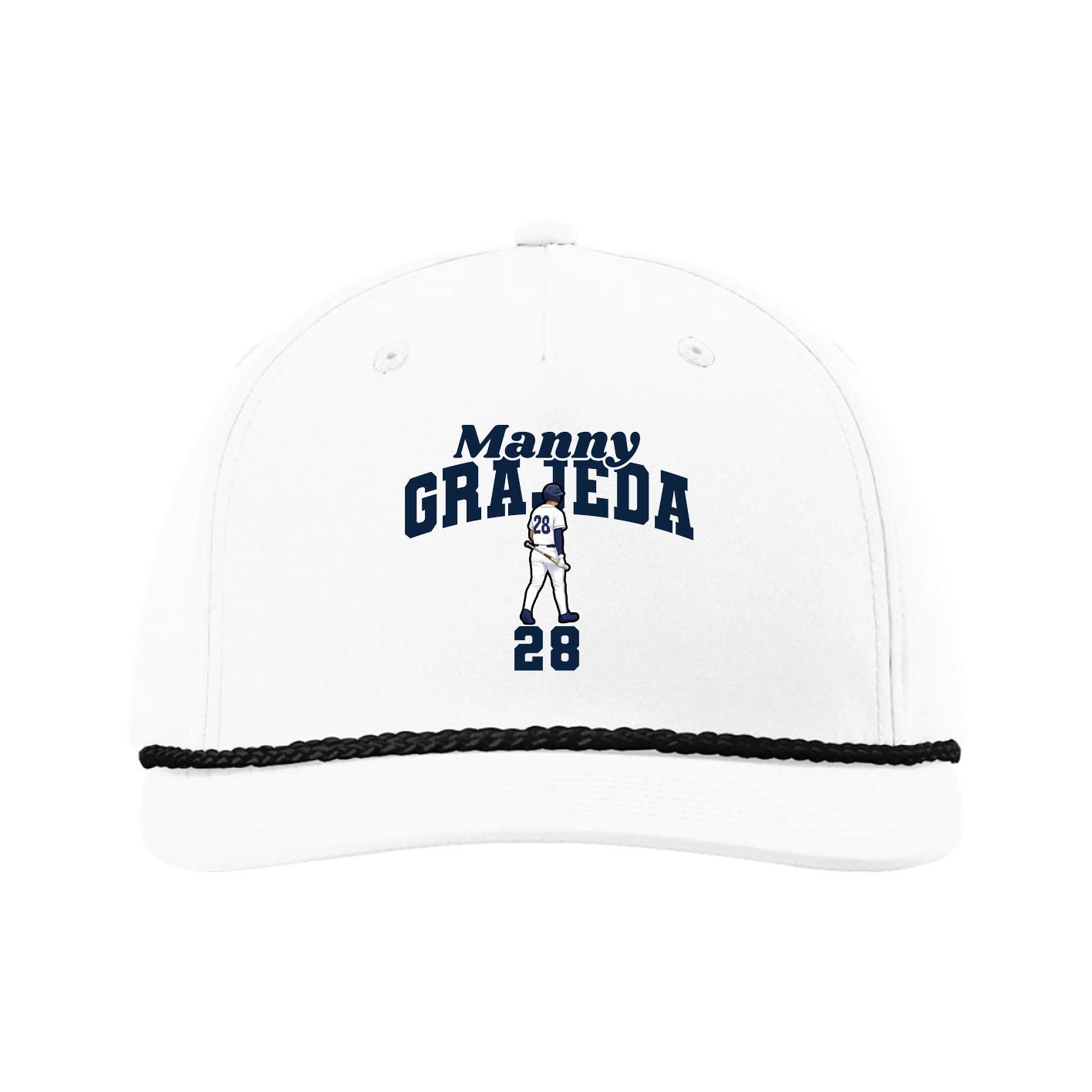 Five-Panel Classic Rope Cap — Signature Arch in White