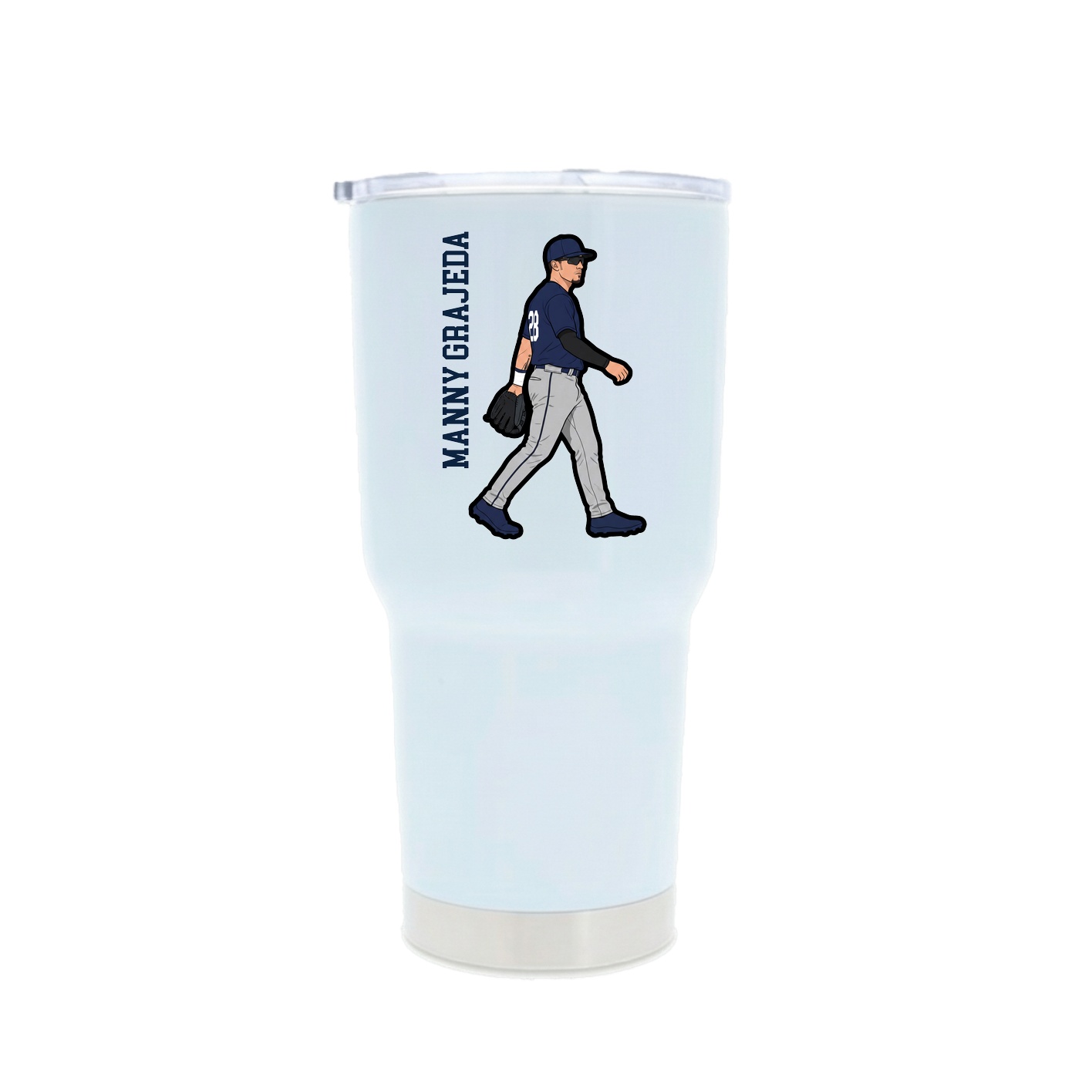 30oz Stainless Steel Tumbler — Name Vertical in White
