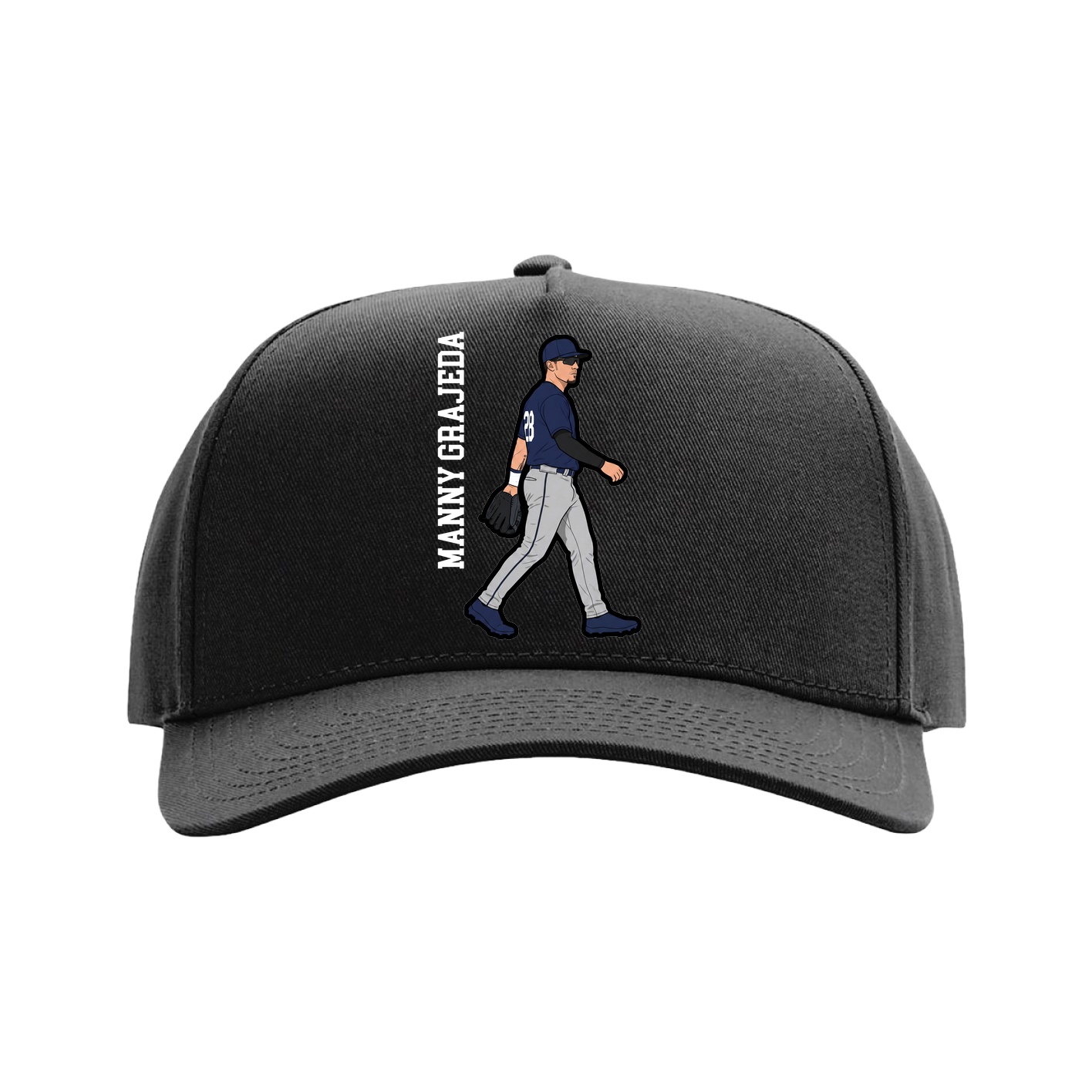 Full Fabric Five-Panel Champ Cap — Name Vertical in Black