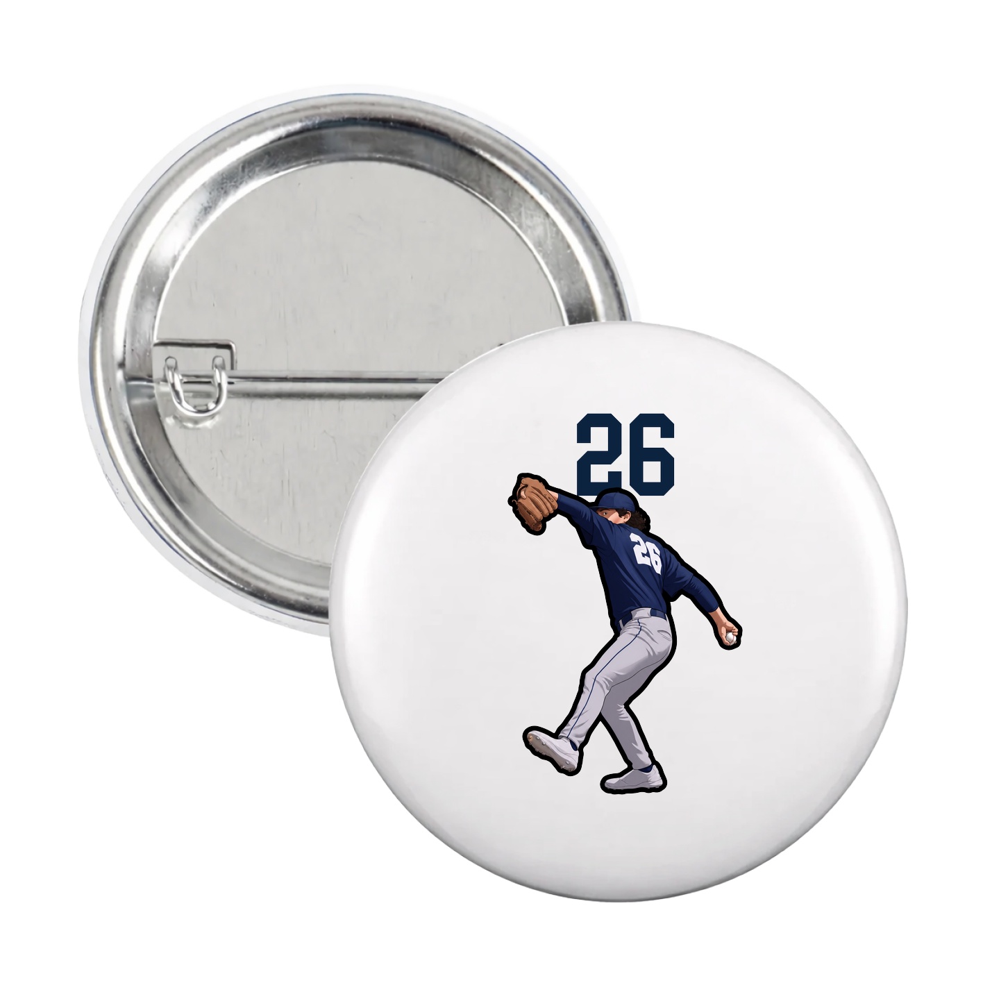 Game Day Button — Number Top in White