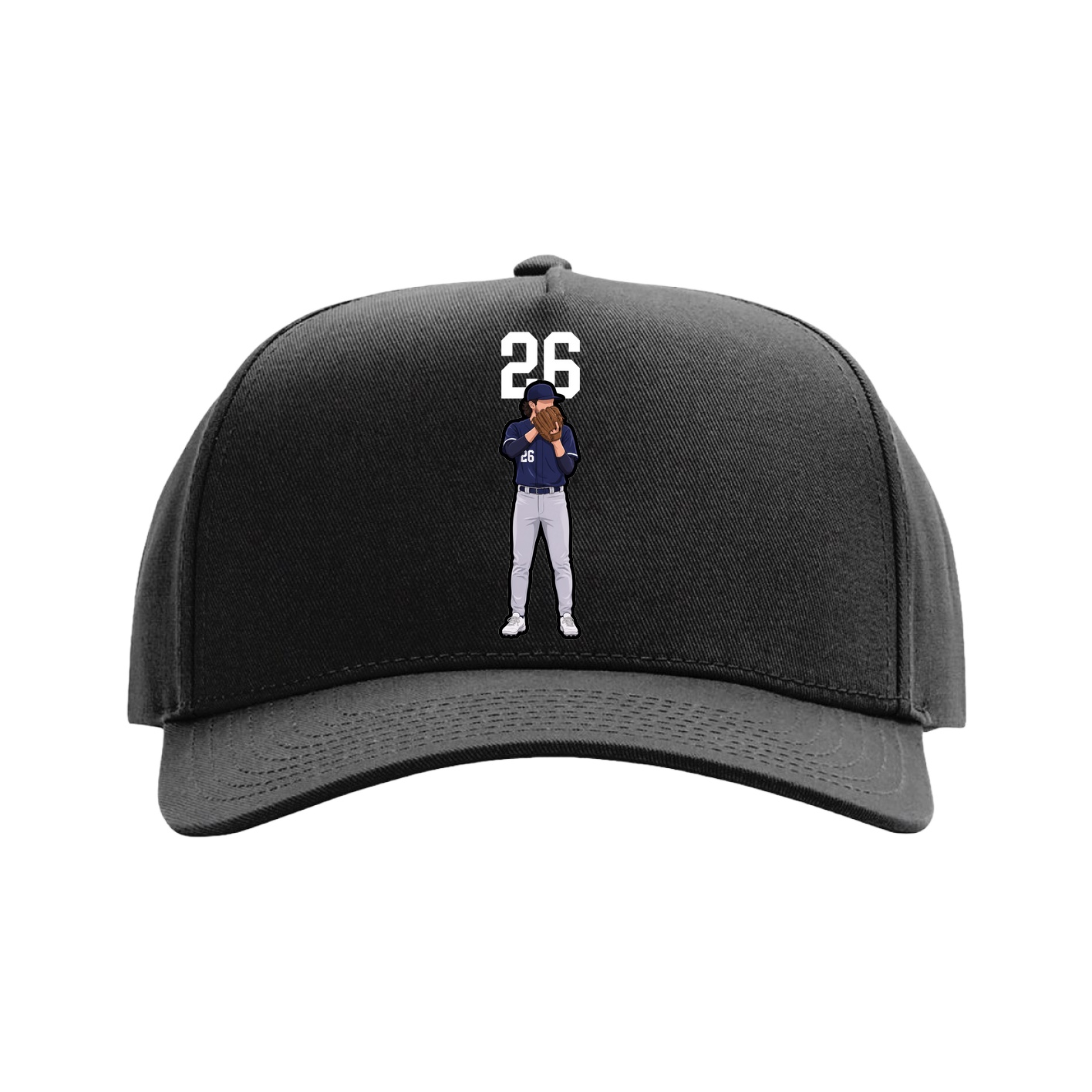 Full Fabric Five-Panel Champ Cap — Number Top in Black