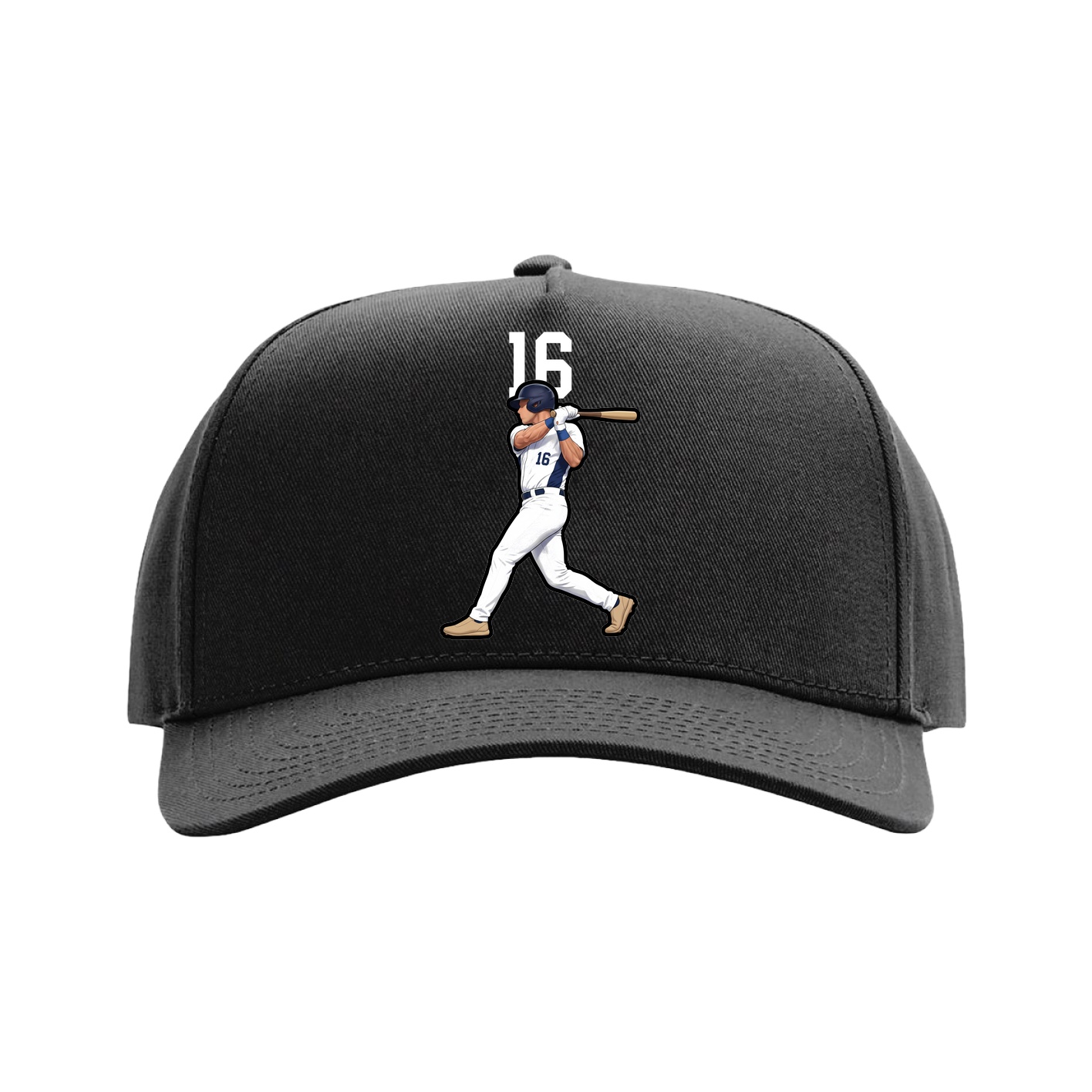 Full Fabric Five-Panel Champ Cap — Number Top in Black