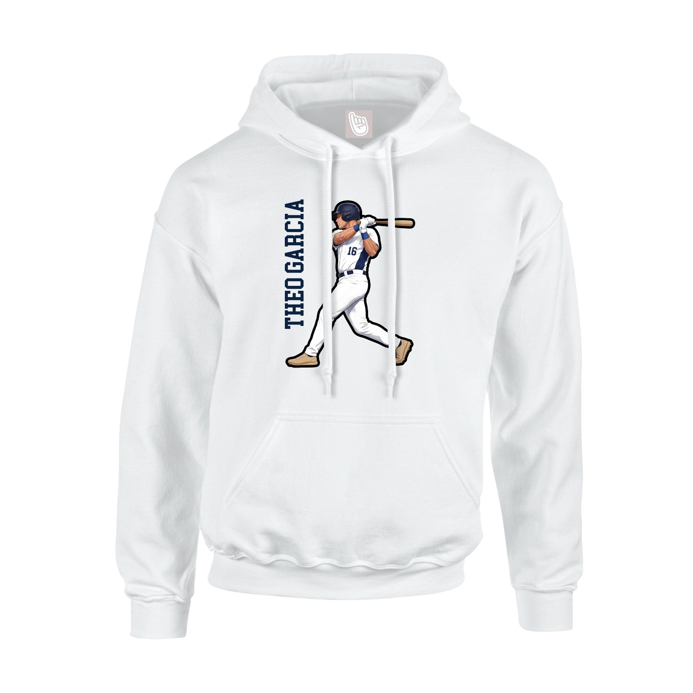 Youth Hoodie — Name Vertical in White