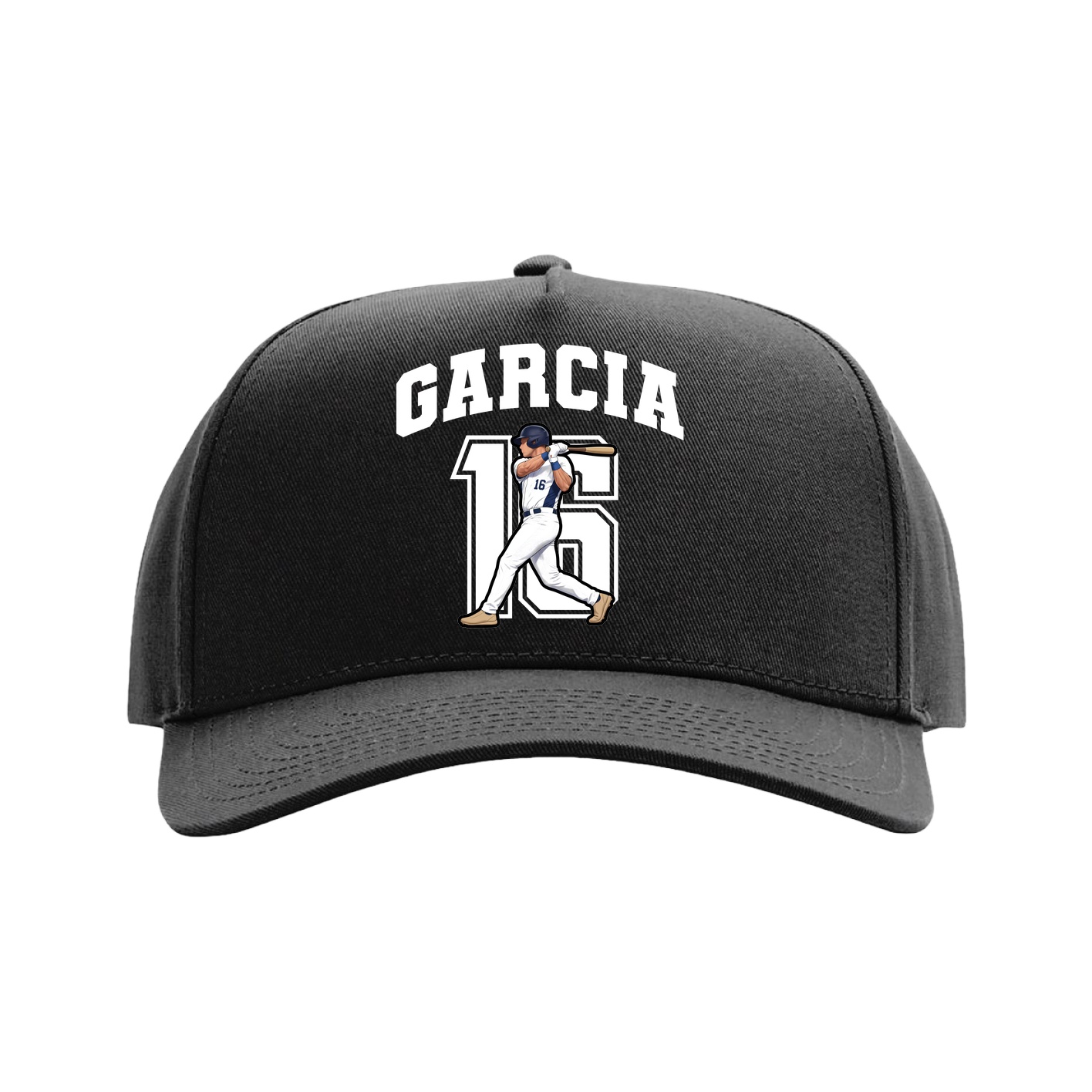 Full Fabric Five-Panel Champ Cap — Number in Black