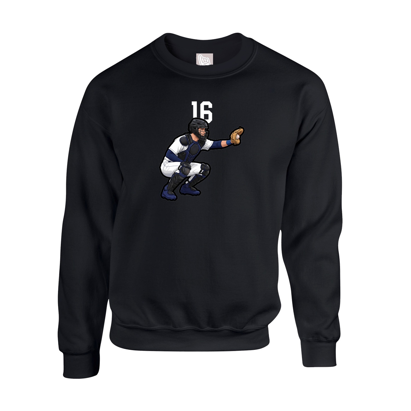 Fleece Crew — Number Top in Black
