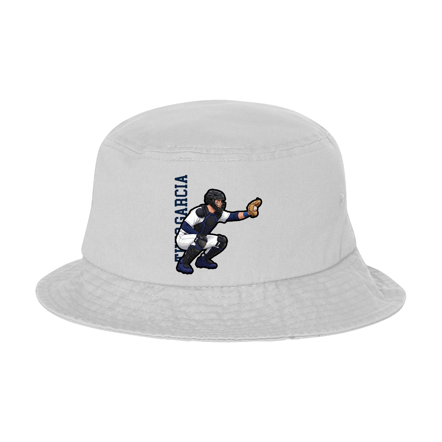 Bucket Cap — Name Vertical in White
