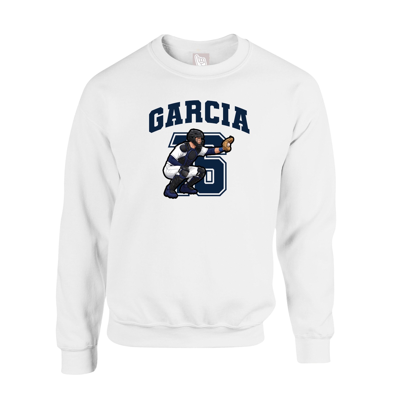 Fleece Crew — Number in White