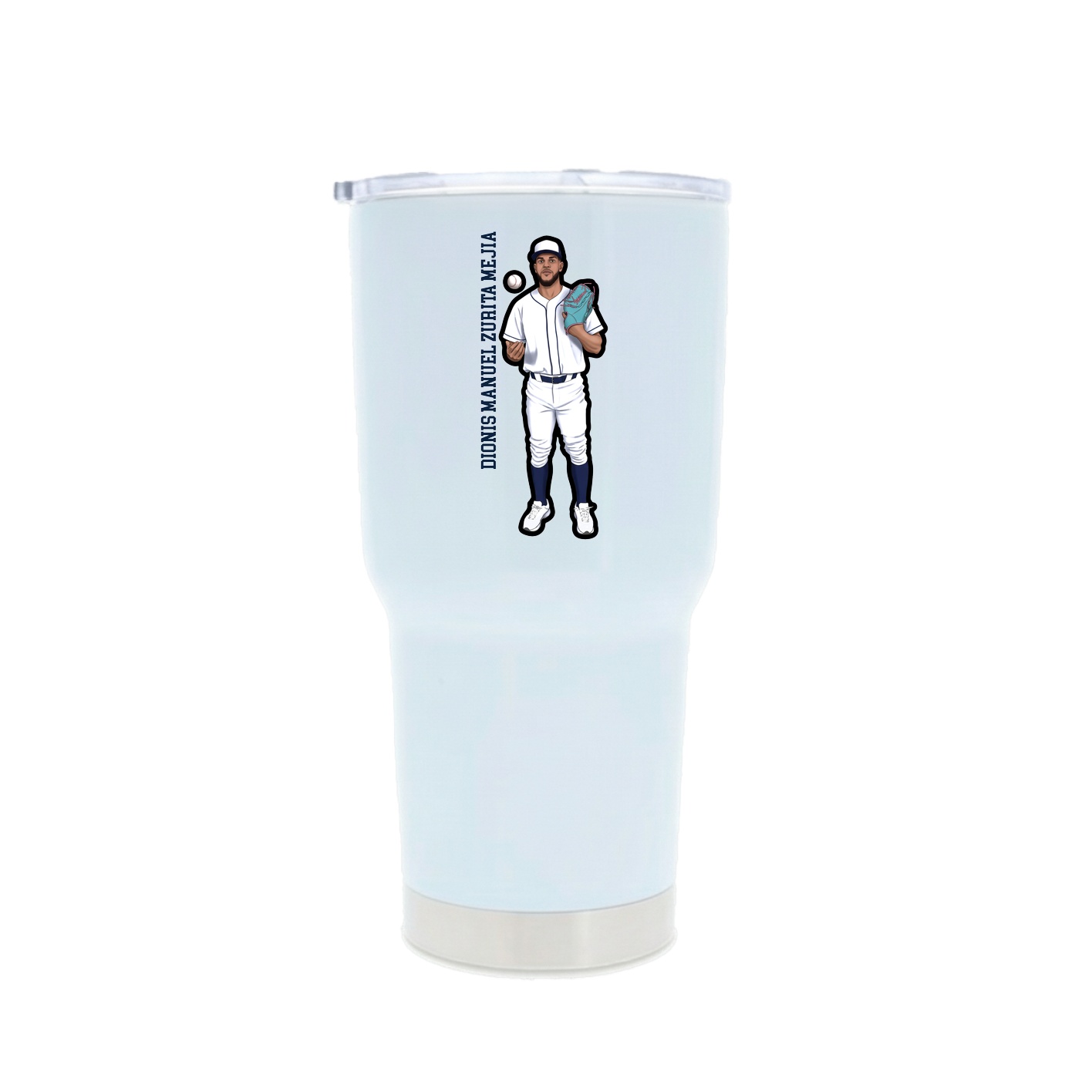 30oz Stainless Steel Tumbler — Name Vertical in White
