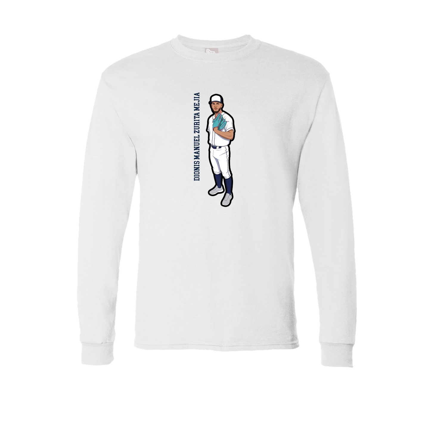 Long Sleeve Tee — Name Vertical in White