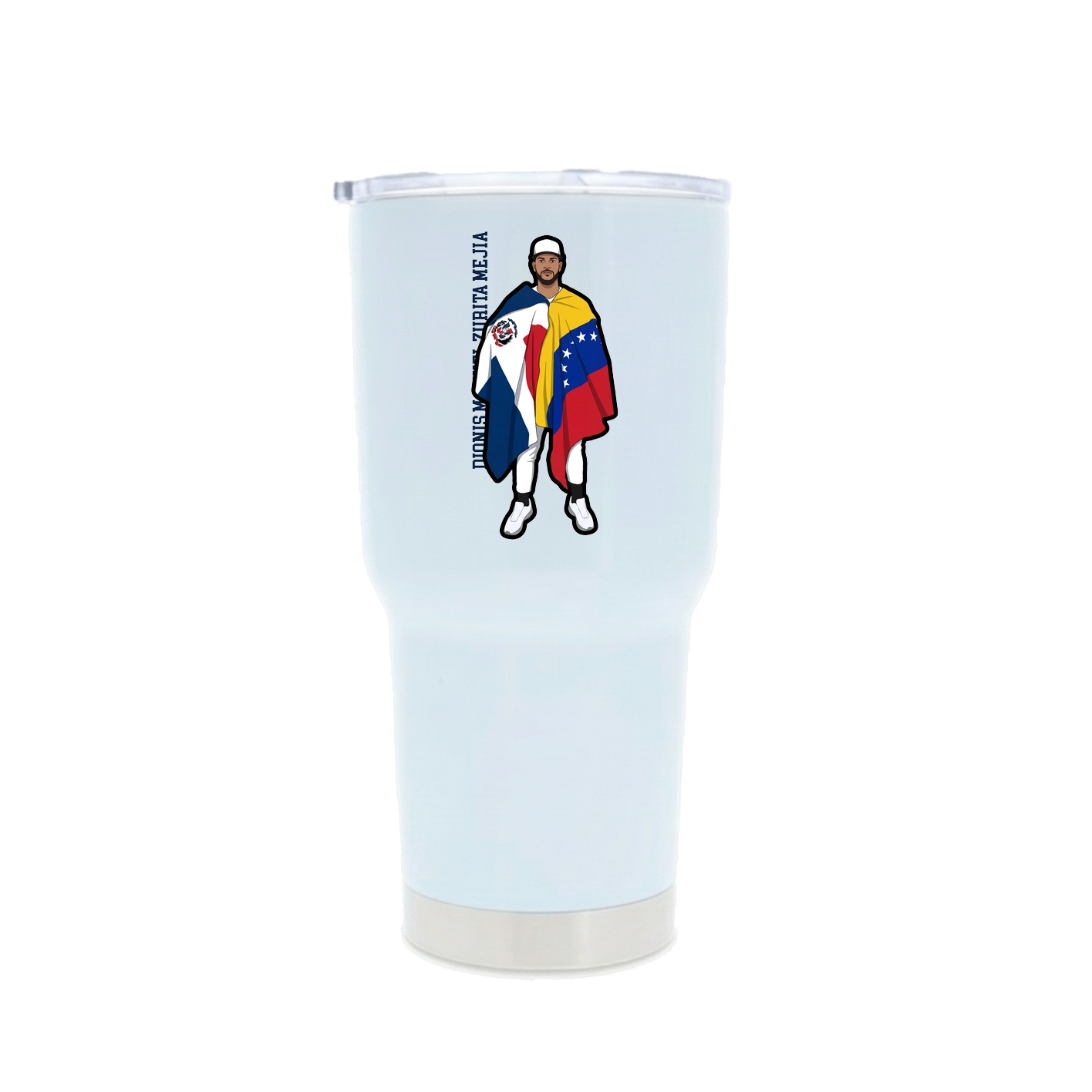 30oz Stainless Steel Tumbler — Name Vertical in White