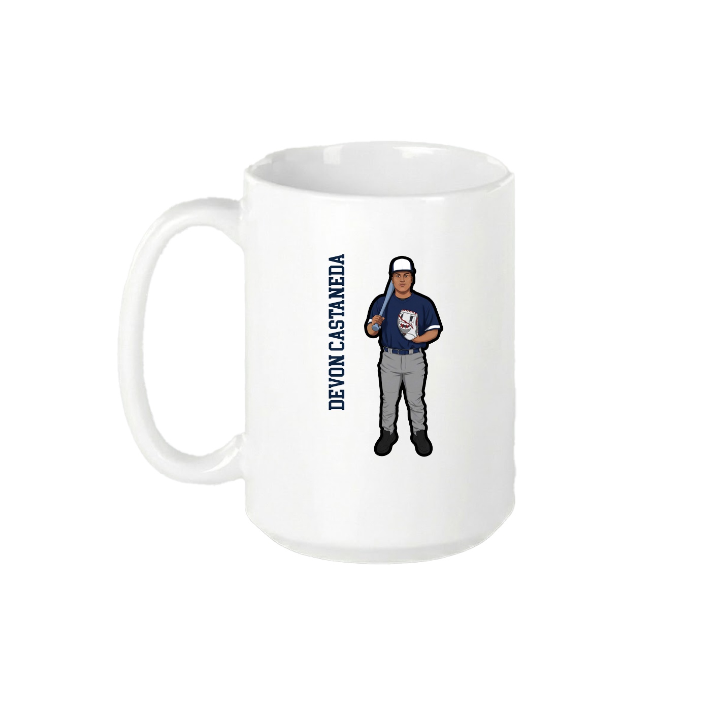 15oz Coffee Mug — Name Vertical in White