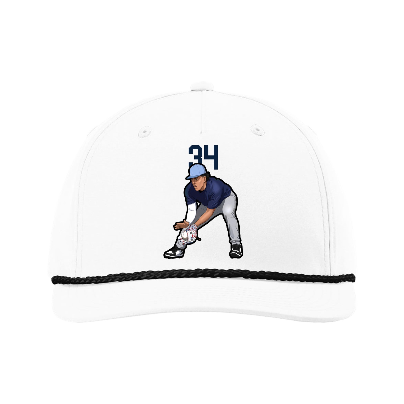 Five-Panel Classic Rope Cap — Number Top in White