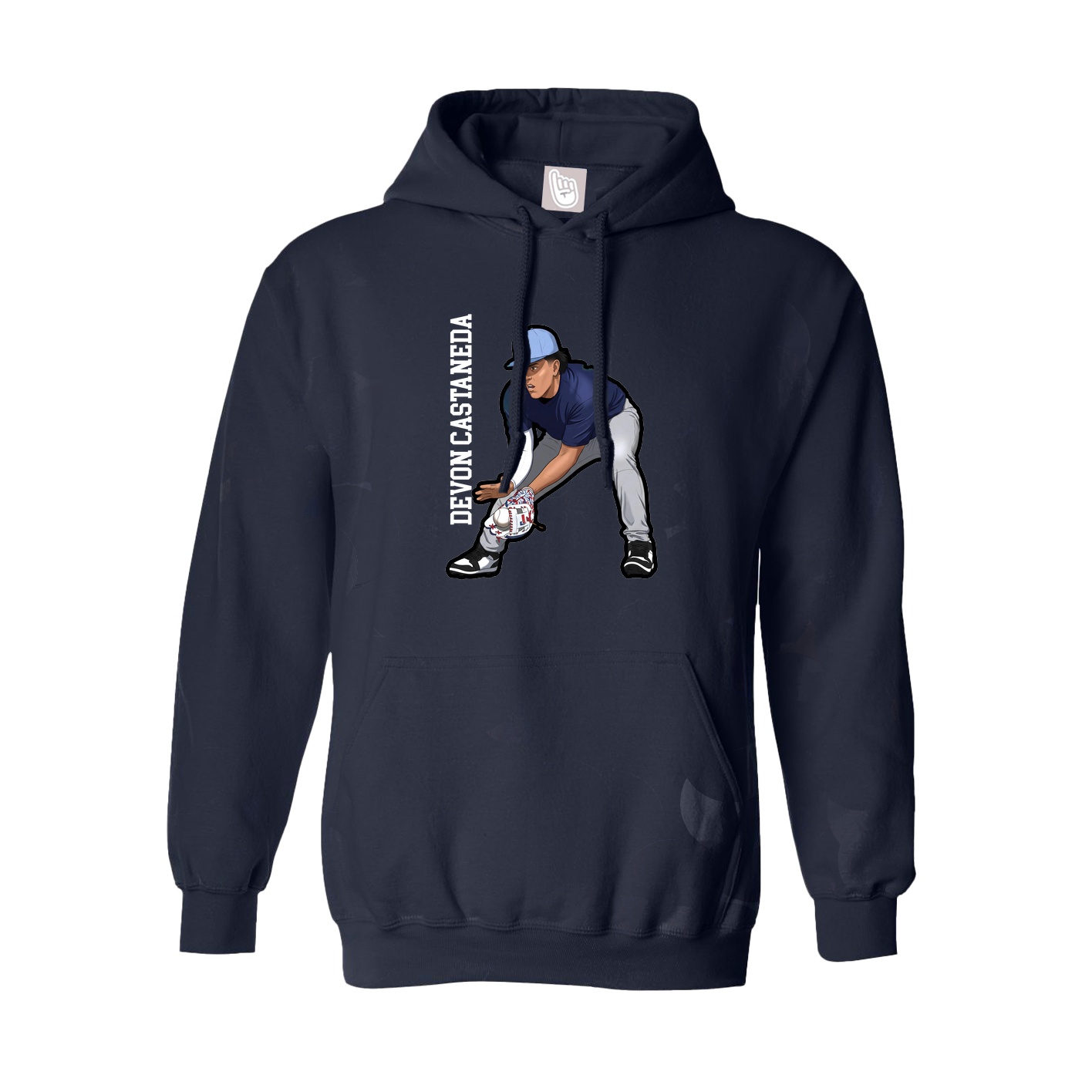 Youth Hoodie — Name Vertical in Navy