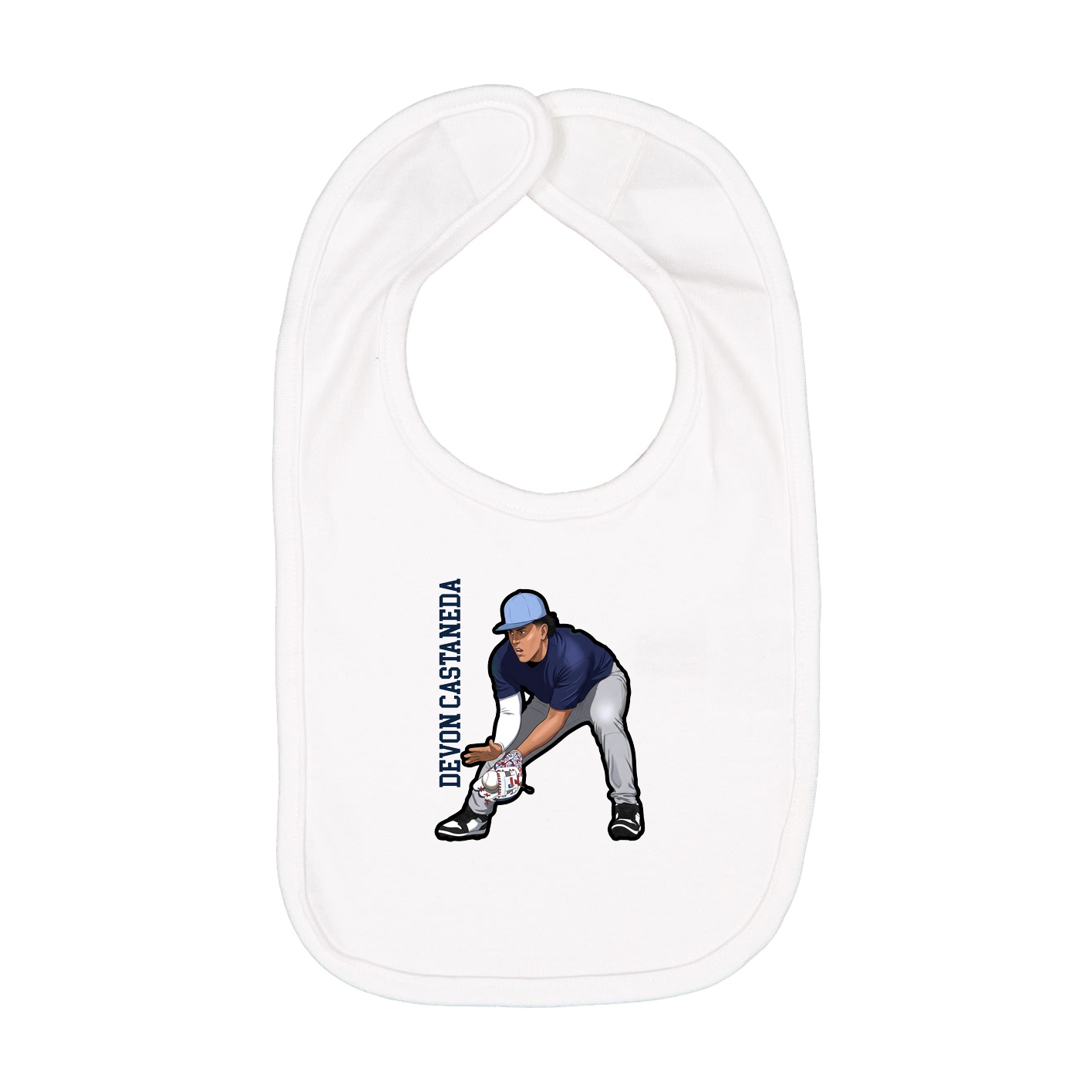 Infant Bib — Name Vertical in White