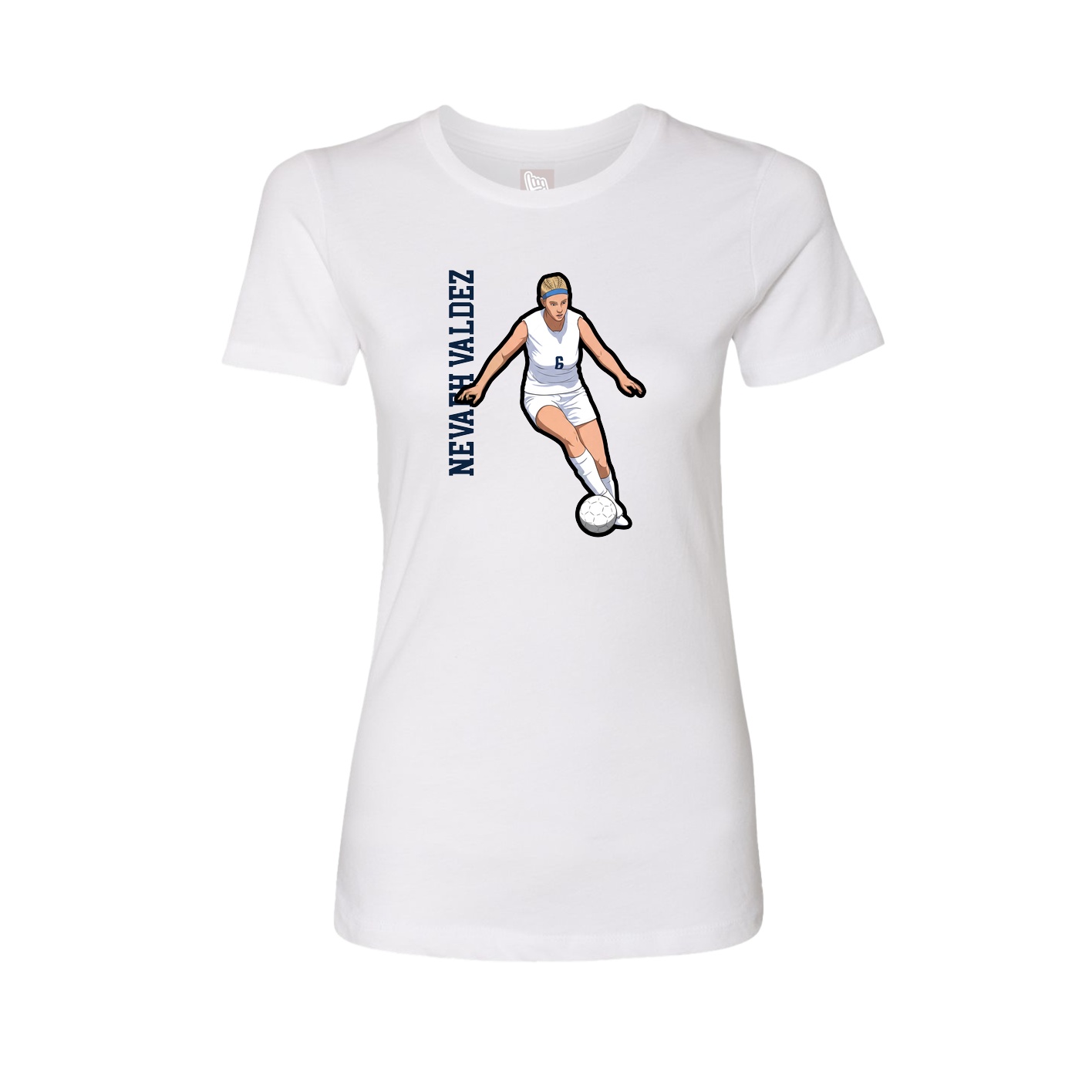 Fitted Women's Tee — Name Vertical in White