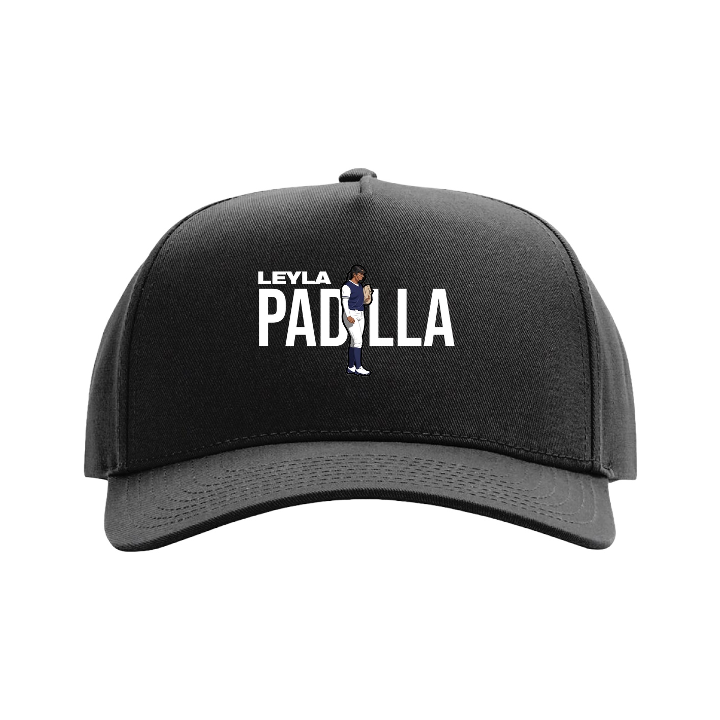 Full Fabric Five-Panel Champ Cap — Player Name in Black
