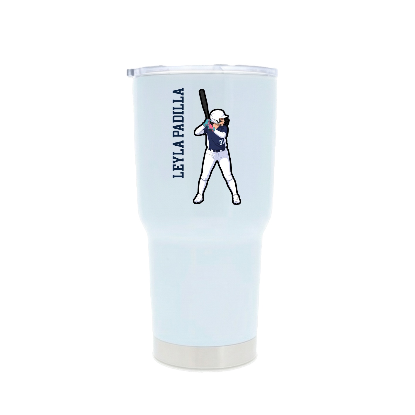 30oz Stainless Steel Tumbler — Name Vertical in White