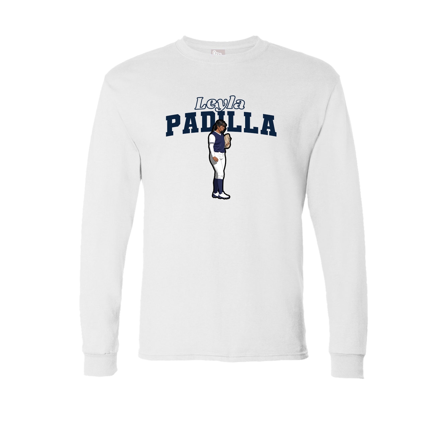 Long Sleeve Tee — Name Arch in White