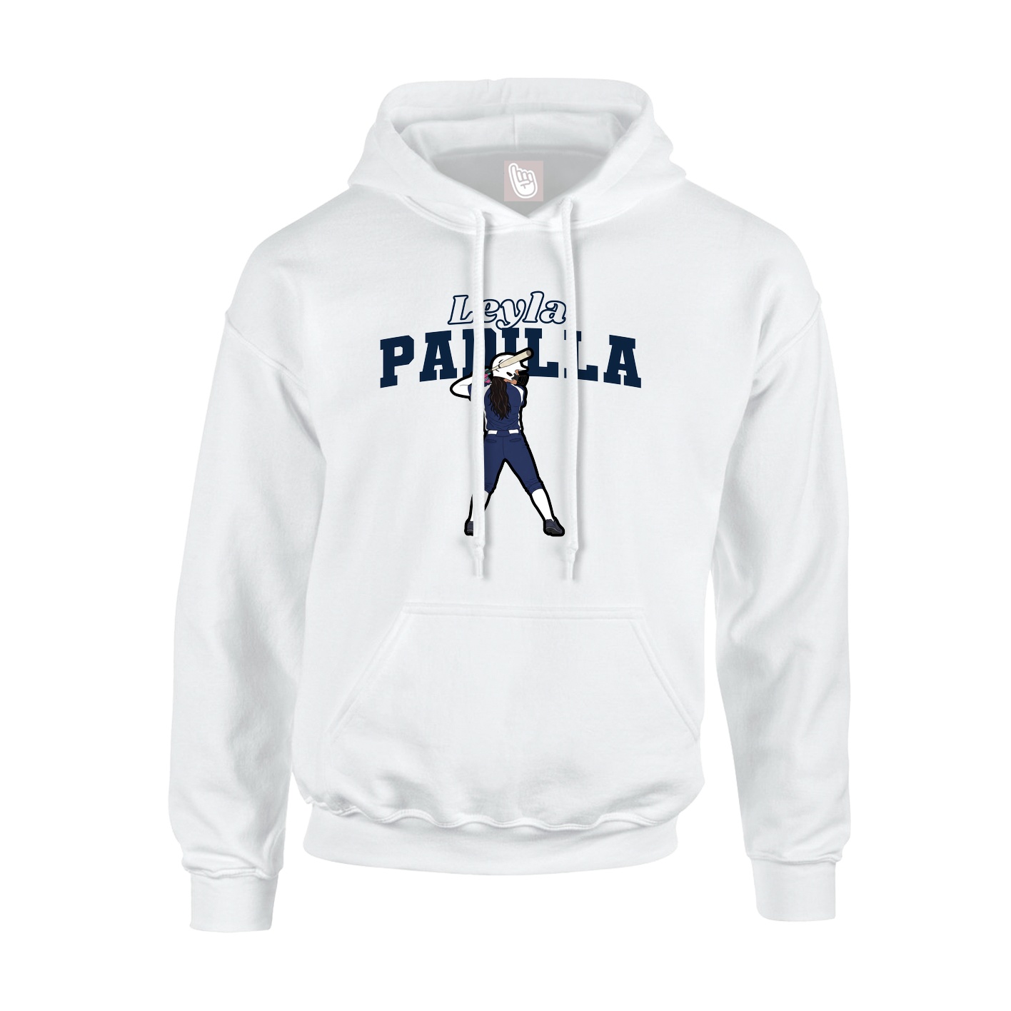 Youth Hoodie — Name Arch in White