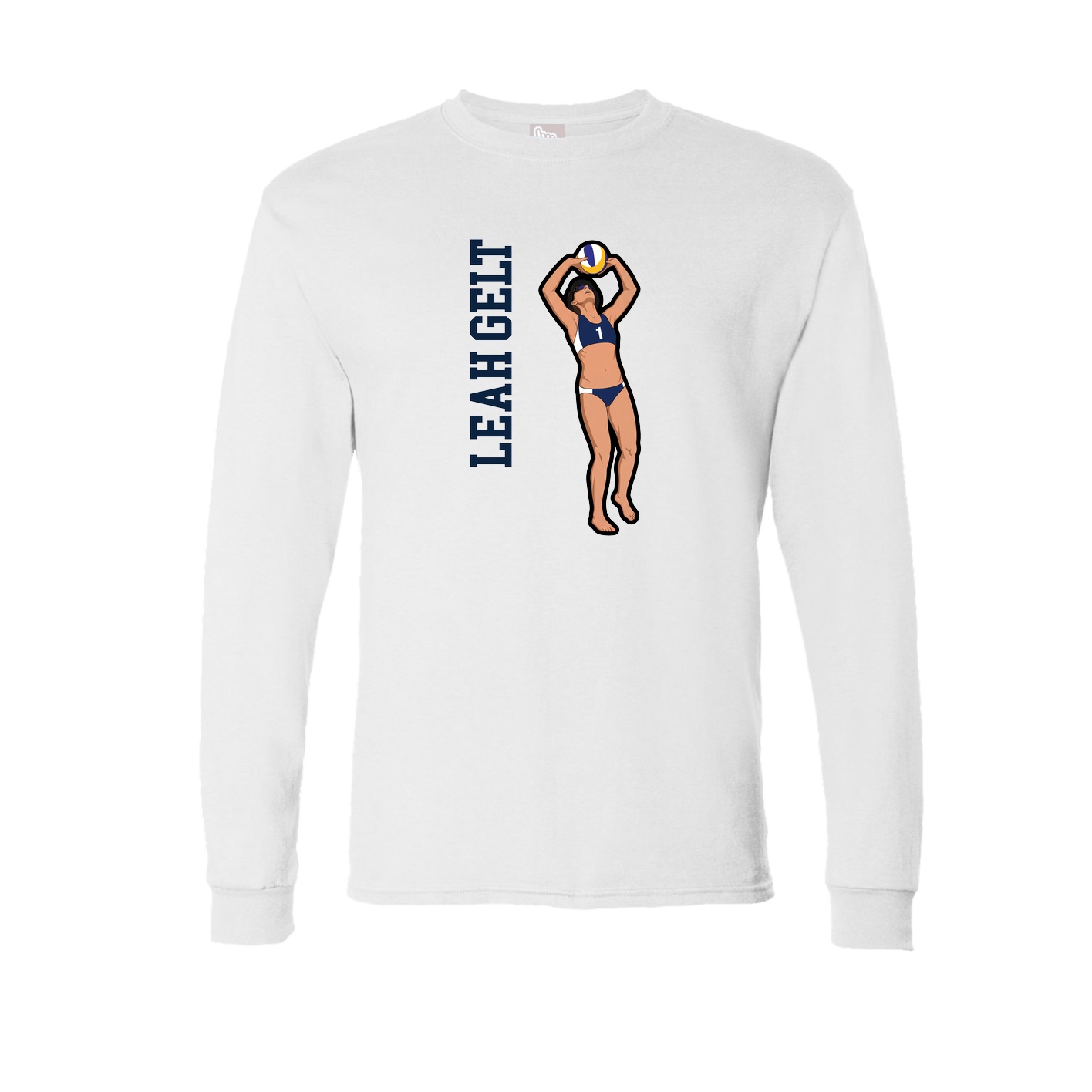 Long Sleeve Tee — Name Vertical in White