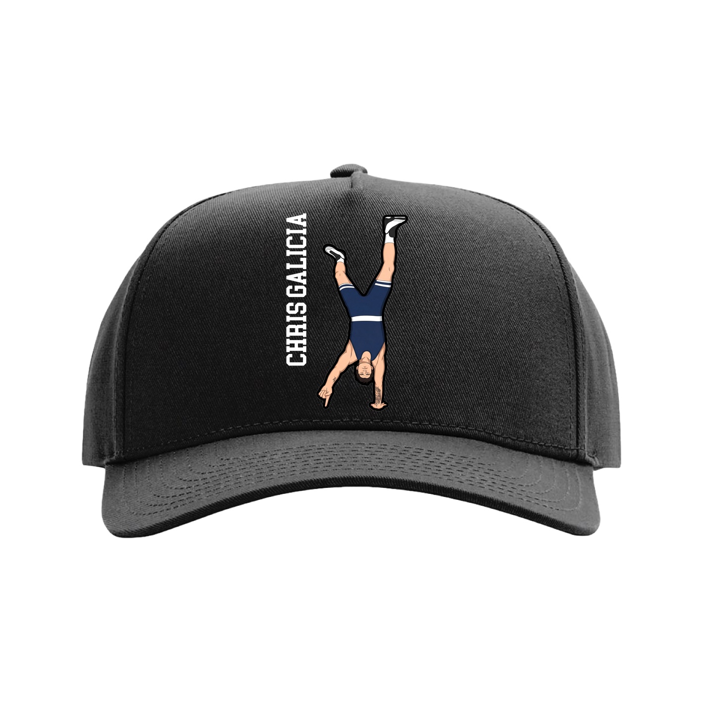 Full Fabric Five-Panel Champ Cap — Name Vertical in Black