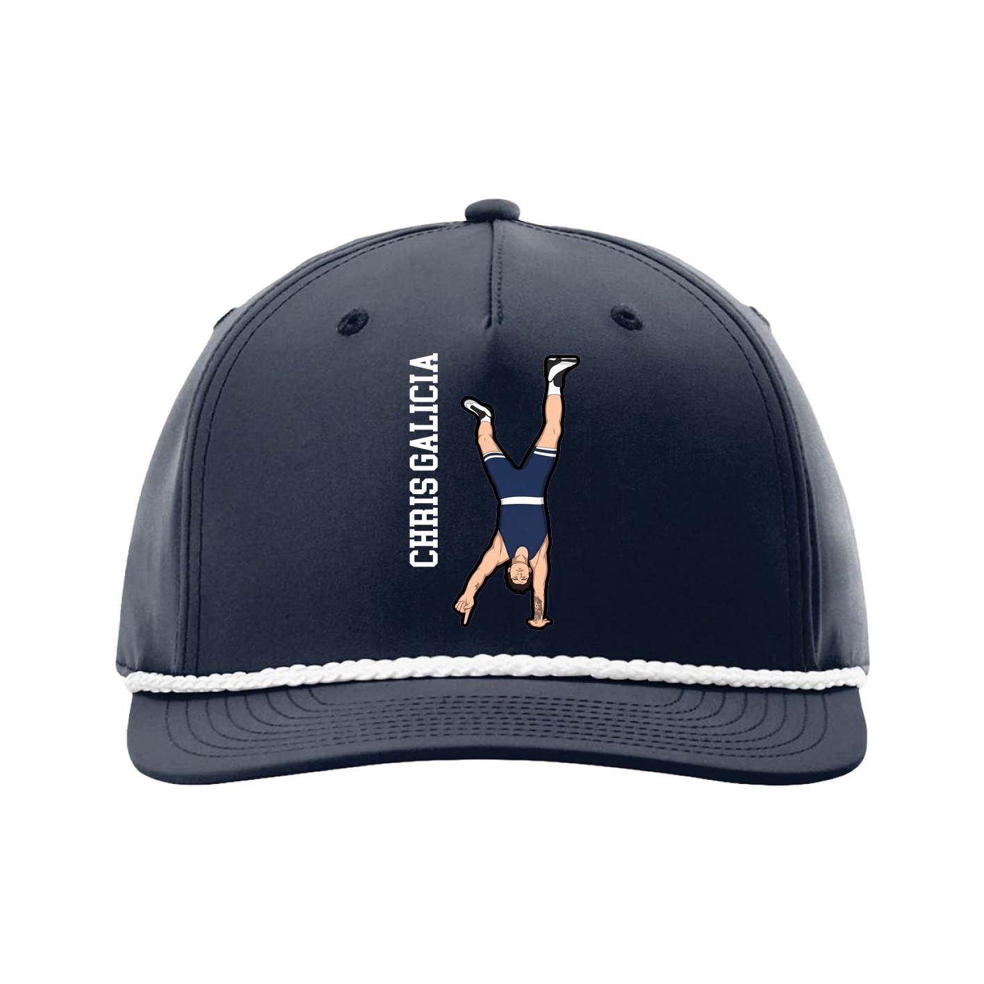 Five-Panel Classic Rope Cap — Name Vertical in Navy