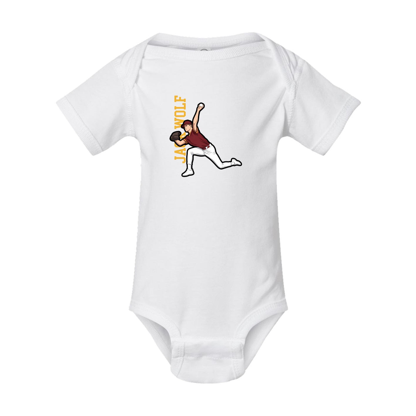 Baby Onesie — Name Vertical in White