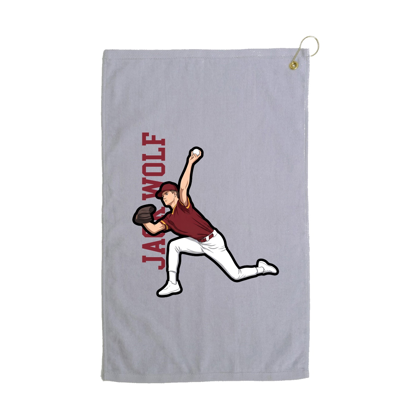 Golf Towel — Name Vertical in Grey
