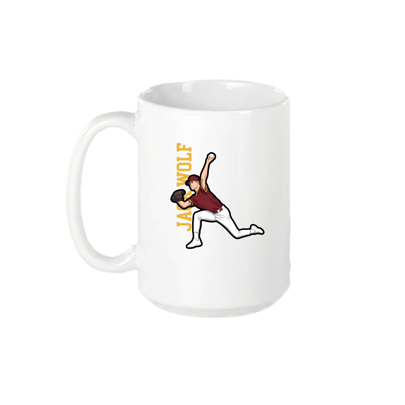 15oz Coffee Mug — Name Vertical in White