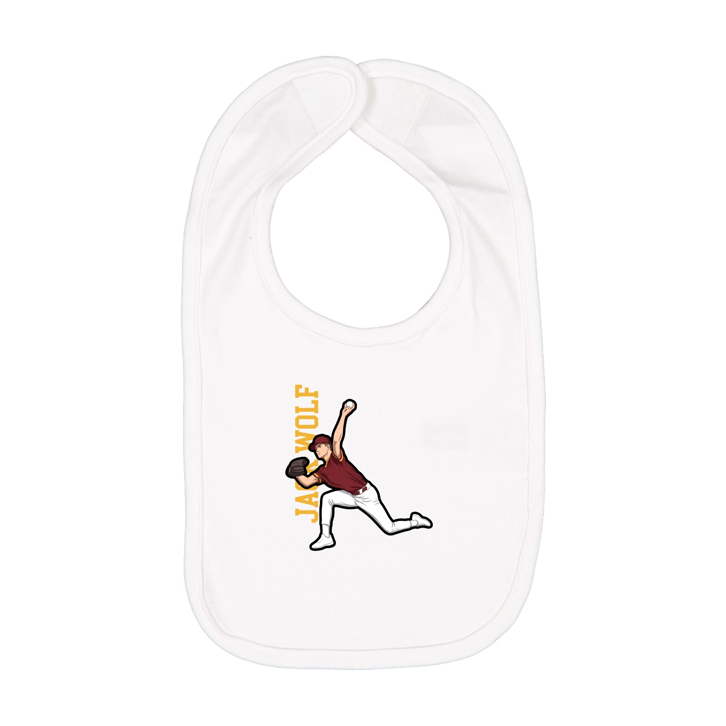 Infant Bib — Name Vertical in White
