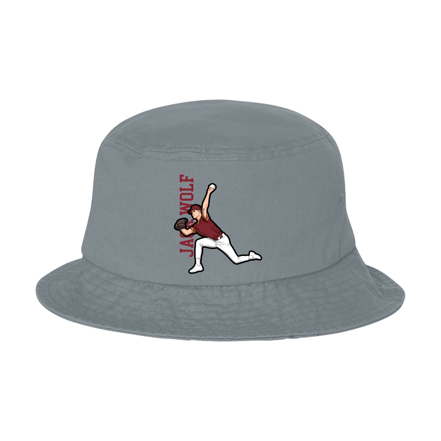 Bucket Cap — Name Vertical in Grey