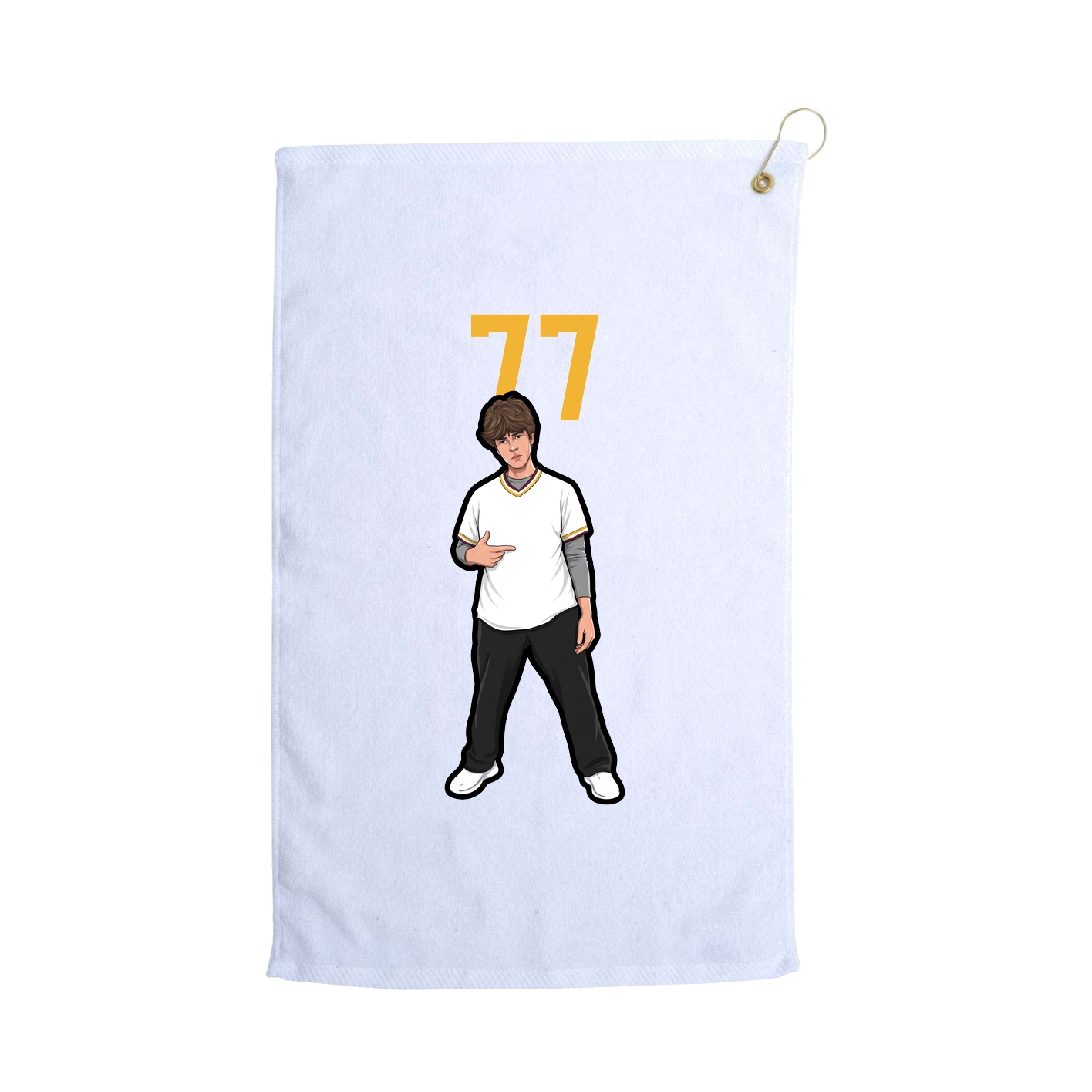 Golf Towel — Number Top in White