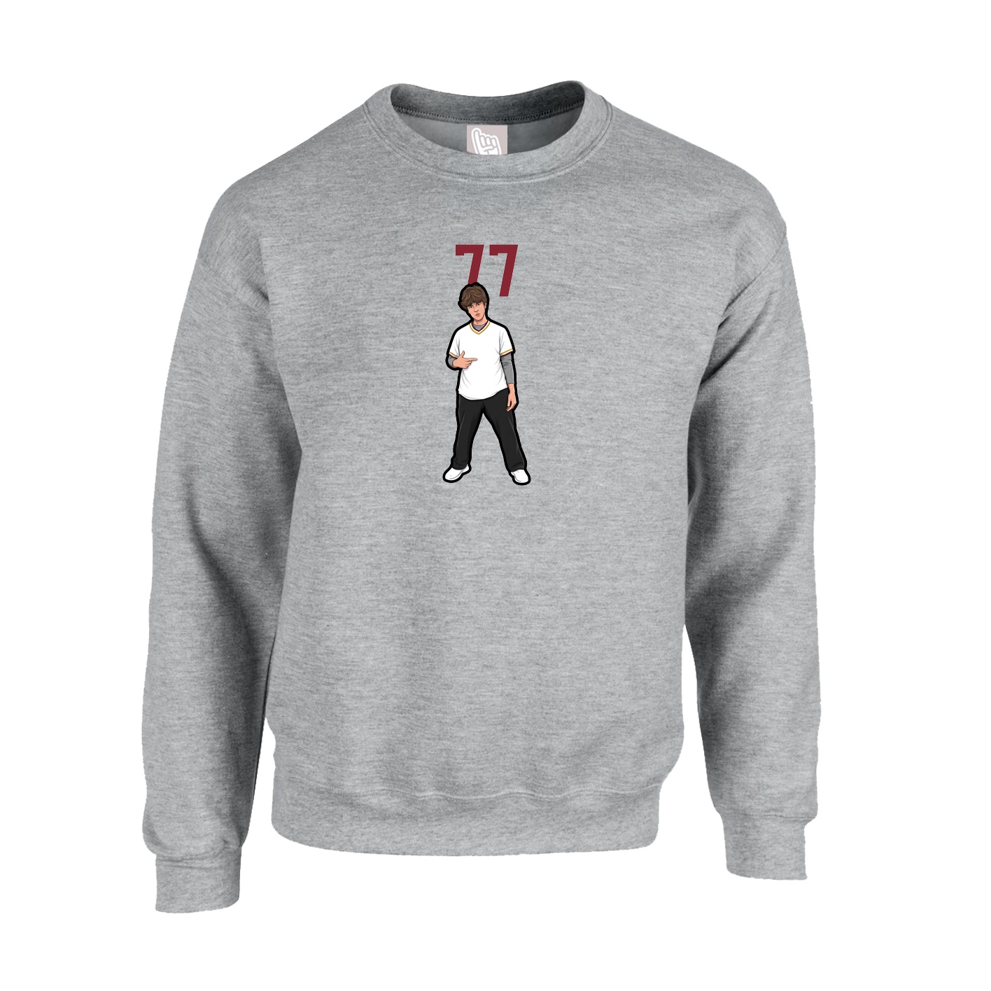 Fleece Crew — Number Top in Grey