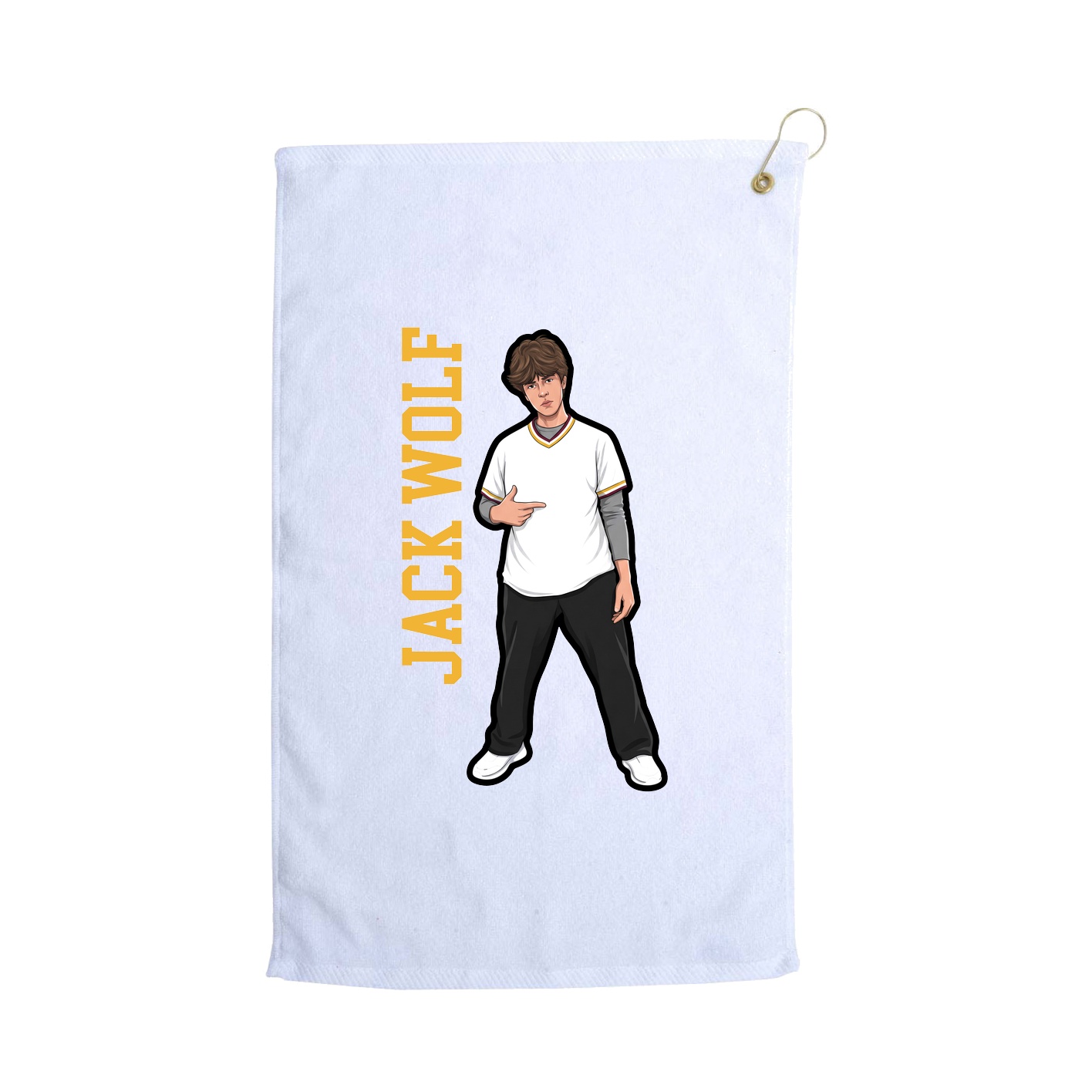 Golf Towel — Name Vertical in White