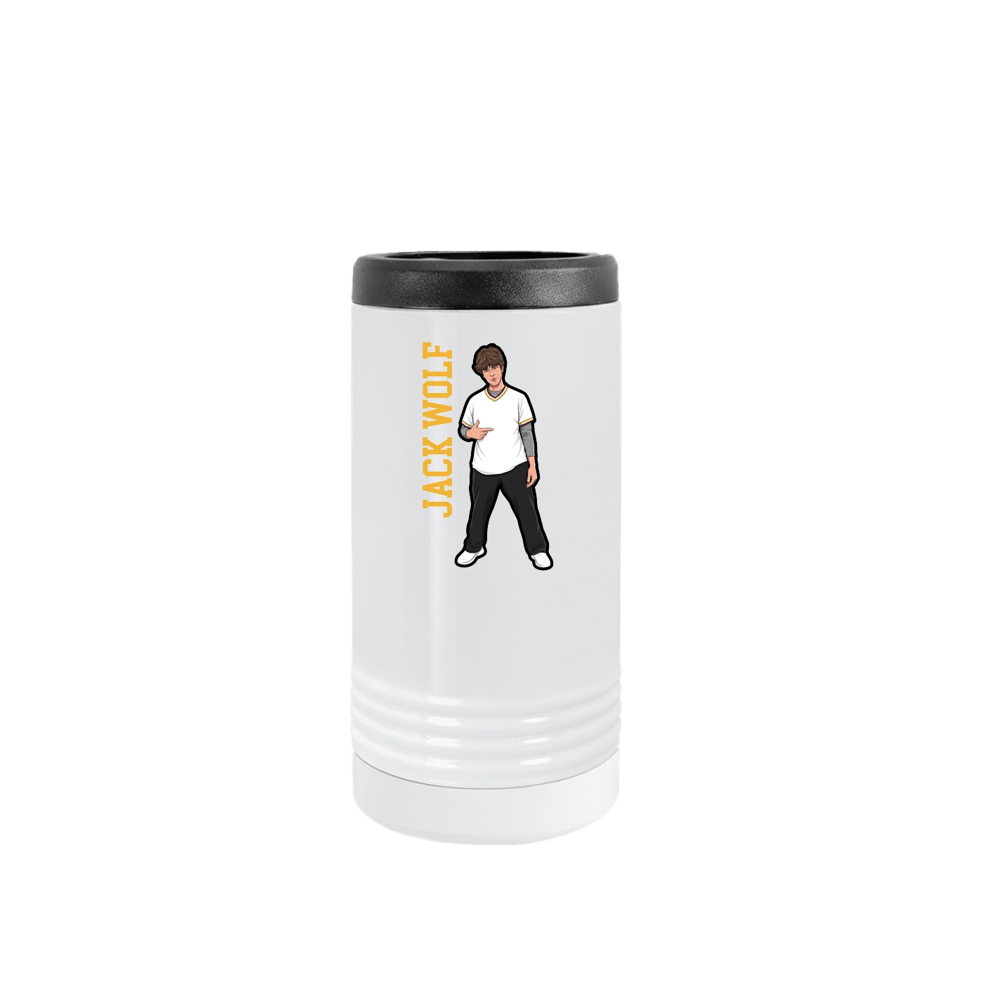 Slim Beverage Holder — Name Vertical in White