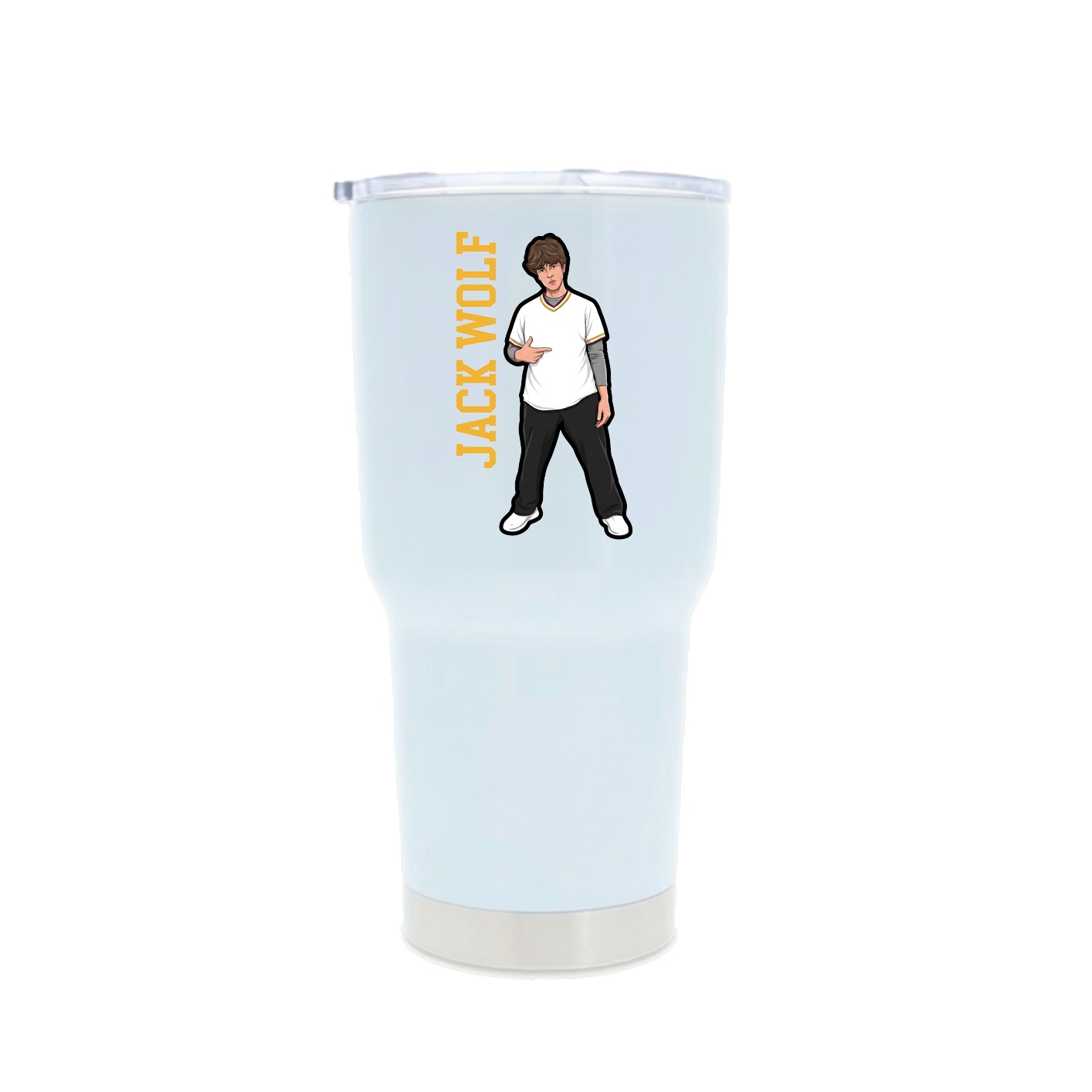 30oz Stainless Steel Tumbler — Name Vertical in White