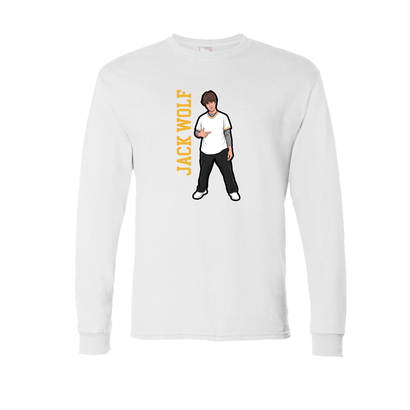 Long Sleeve Tee — Name Vertical in White