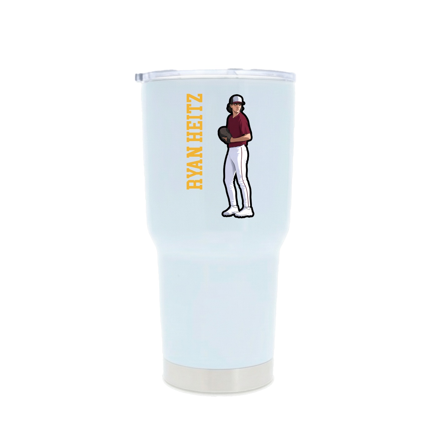 30oz Stainless Steel Tumbler — Name Vertical in White