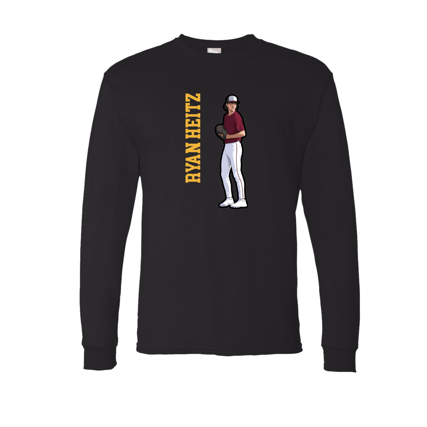 Long Sleeve Tee — Name Vertical in Black