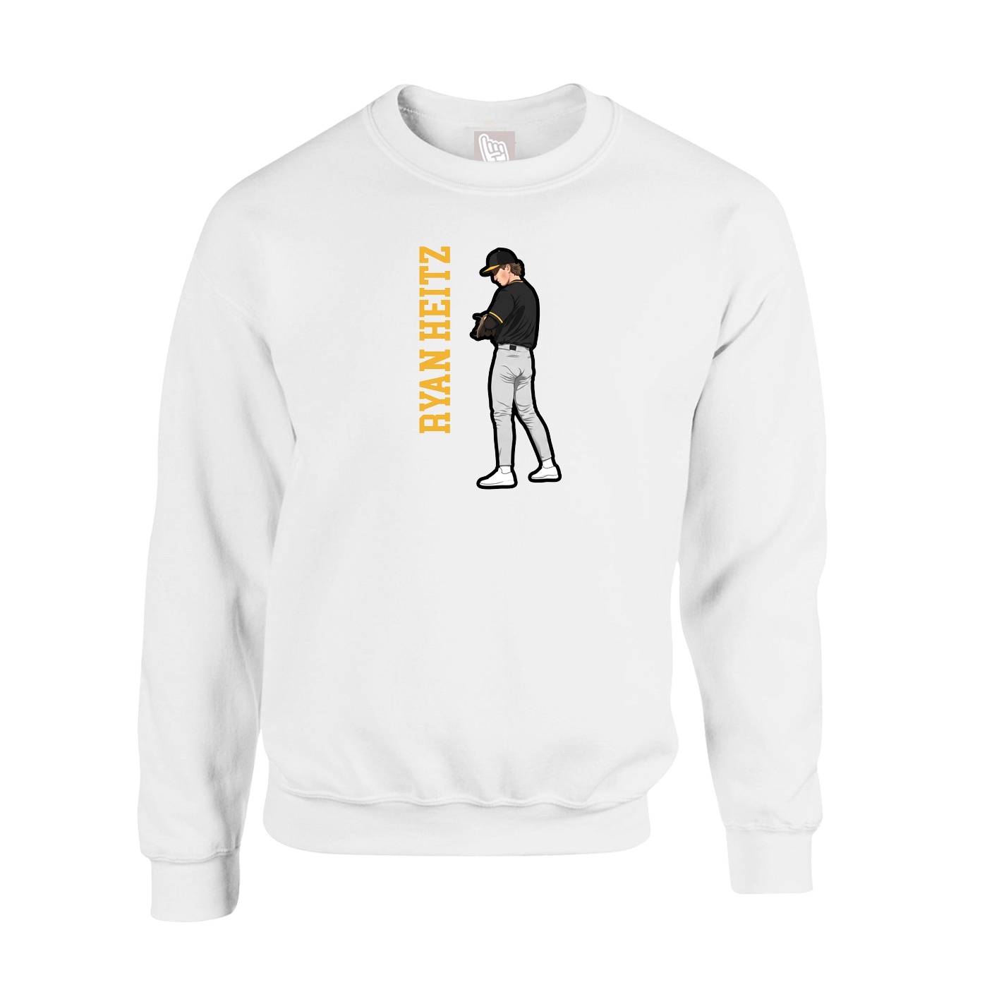 Fleece Crew — Name Vertical in White