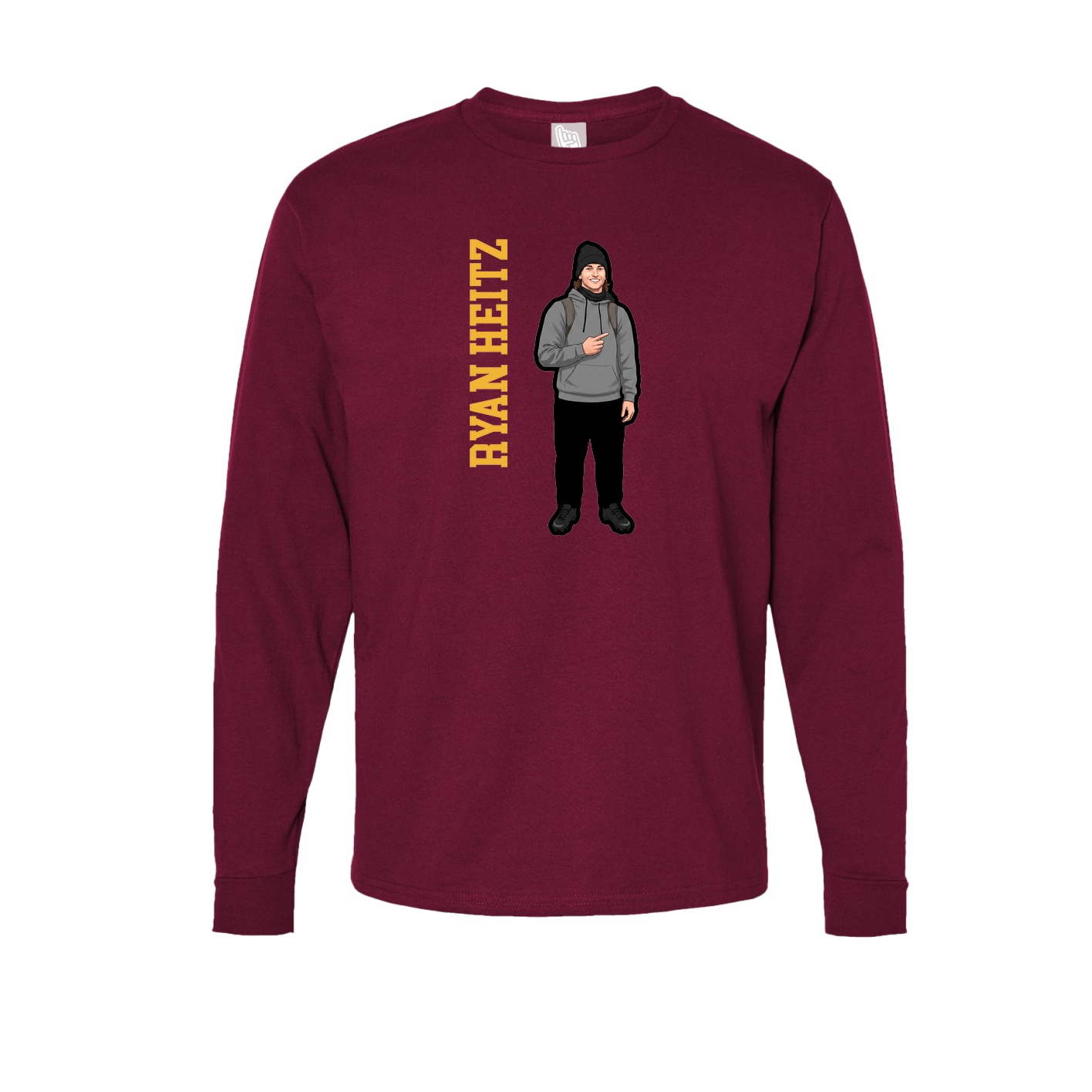Long Sleeve Tee — Name Vertical in Cardinal